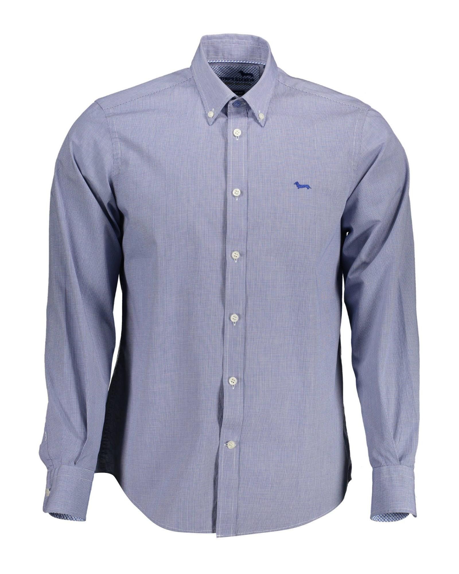 image of Harmont Blaine Regular Fit Blue Cotton Shirt, Men's (Size 2XL)