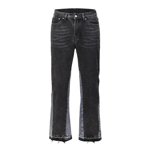 image of Avant Garde Patchwork Mens Flared Jeans in Black (Size 34)