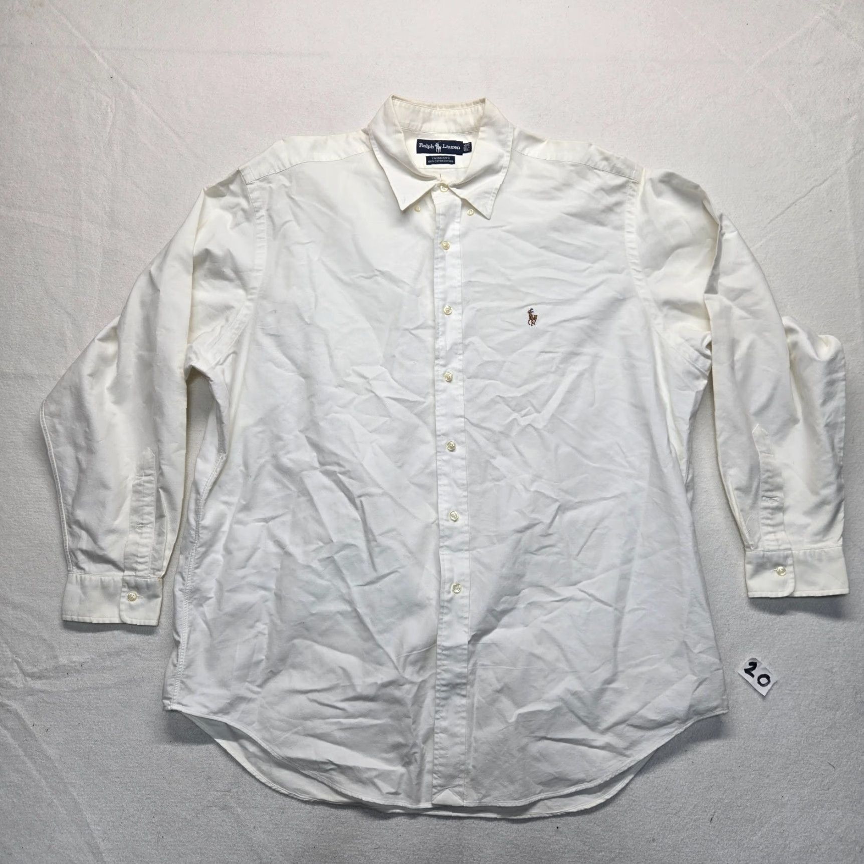 Ralph Lauren Vintage Ralph Lauren Men’s White Cotton Button-Down Shirt 17.5 Long Sleeve Golf Clothing Size US XL / EU 56 / 4 - 2 Thumbnail