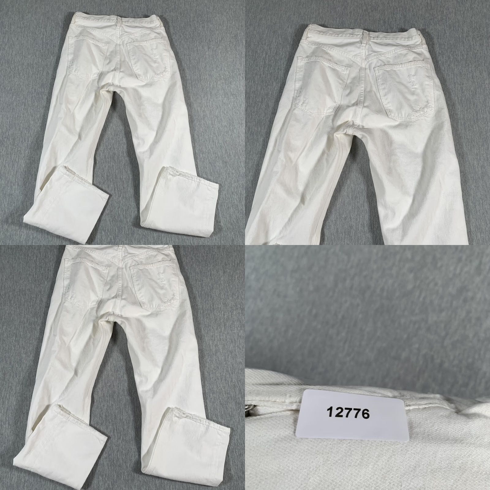 Agolde AGOLDE Jeans High Rise Straight Leg Distressed Button Fly White Denim 26 Womens Size 26" / US 2 / IT 38 - 10 Thumbnail