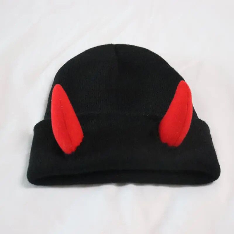 Japanese Brand × Vintage Devil Horn Hat Halloween Soft Knitted Beanie Size ONE SIZE - 3 Thumbnail