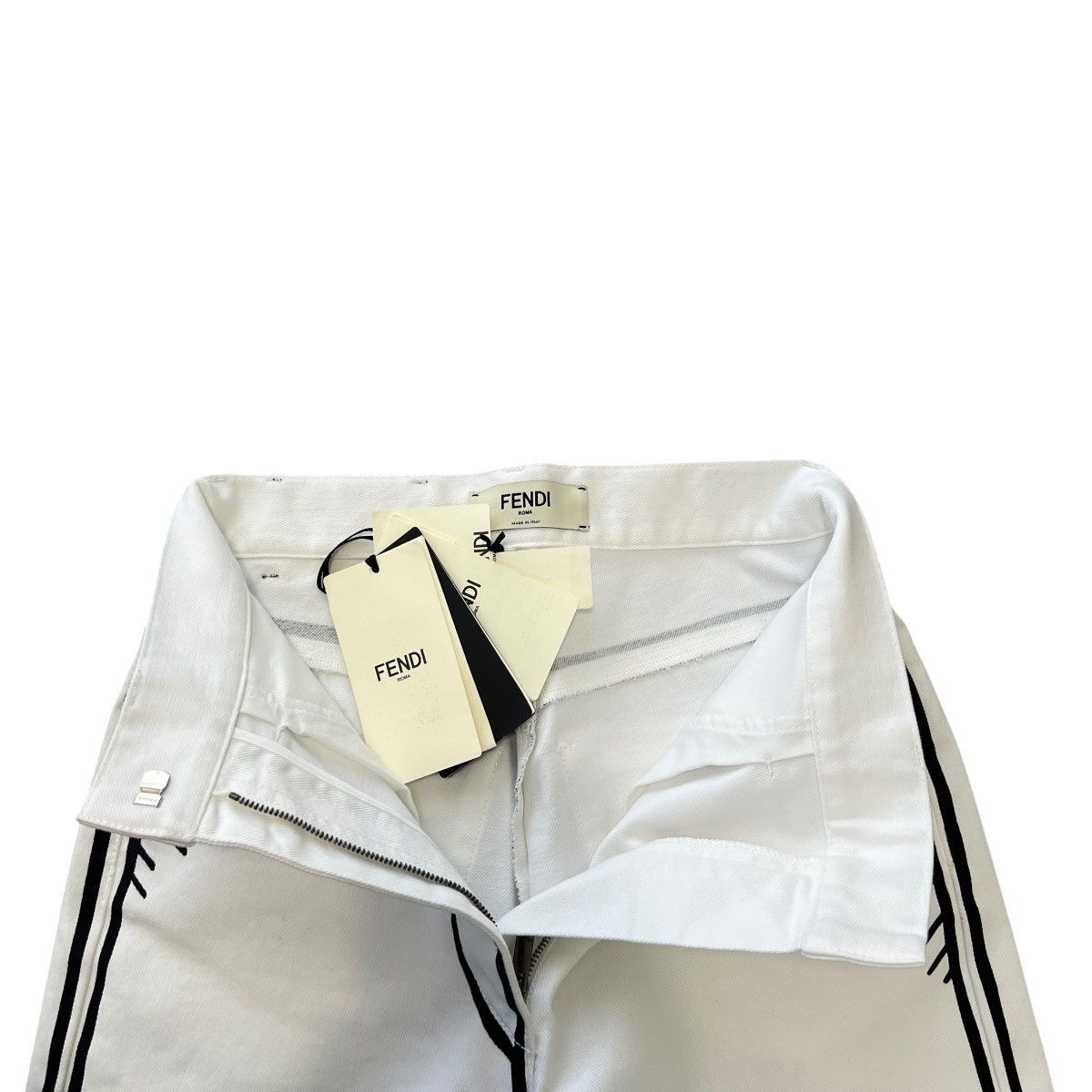 Fendi FENDI × Joshua Vides 2020 Trompe-l’œil White Denim Pants Size 26" / US 2 / IT 38 - 6 Thumbnail