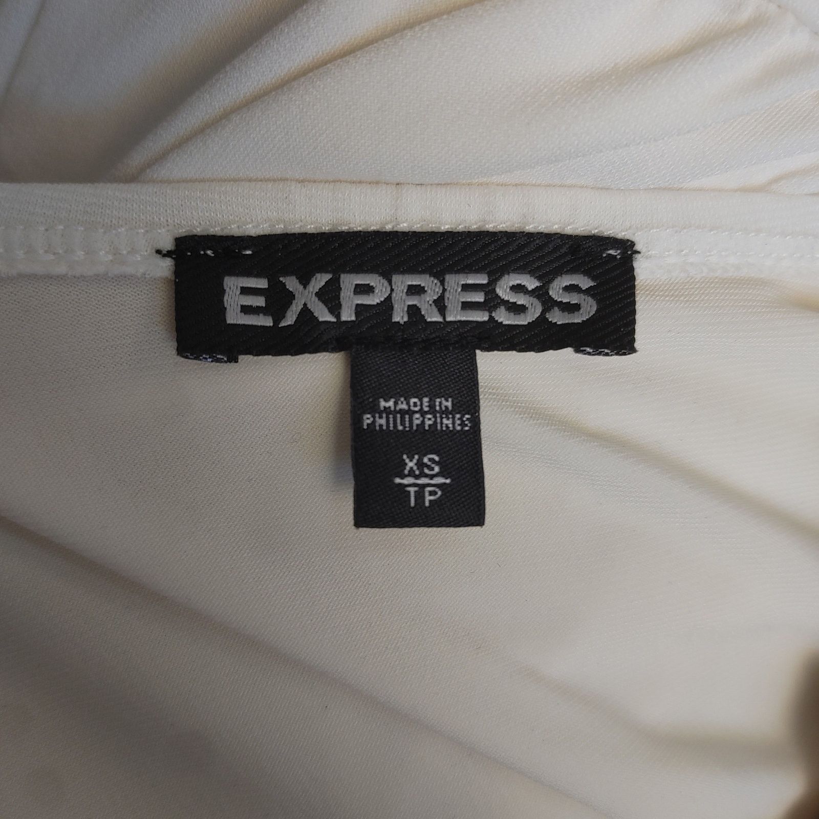 Express Express Womens XS White Round Neck 3/4 Balloon Sleeve Blouse Size XS / US 0-2 / IT 36-38 - 3 Thumbnail