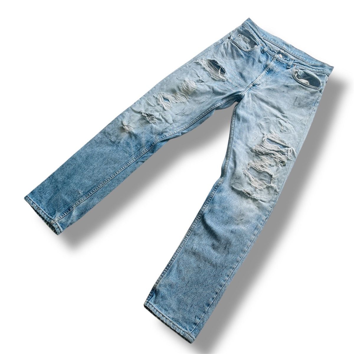 Levi's Grails Levis 501 Button 650 Distressed Ripped Denim USA Size US 30 / EU 46 - 4 Thumbnail