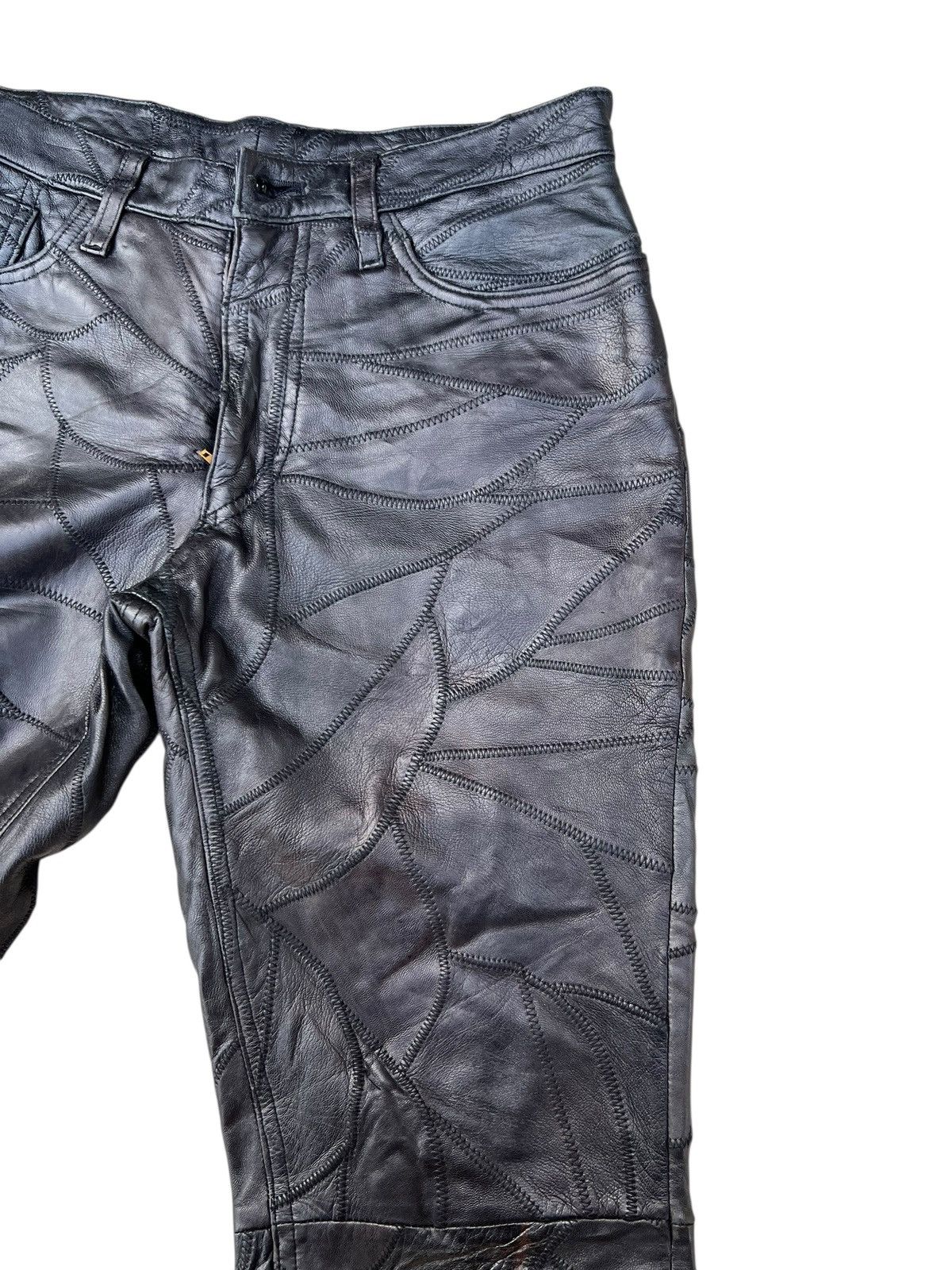 Leather Vintage DOMON HOMME Japan Patchwork Sheepskin Leather Jeans Size US 29 - 12 Thumbnail