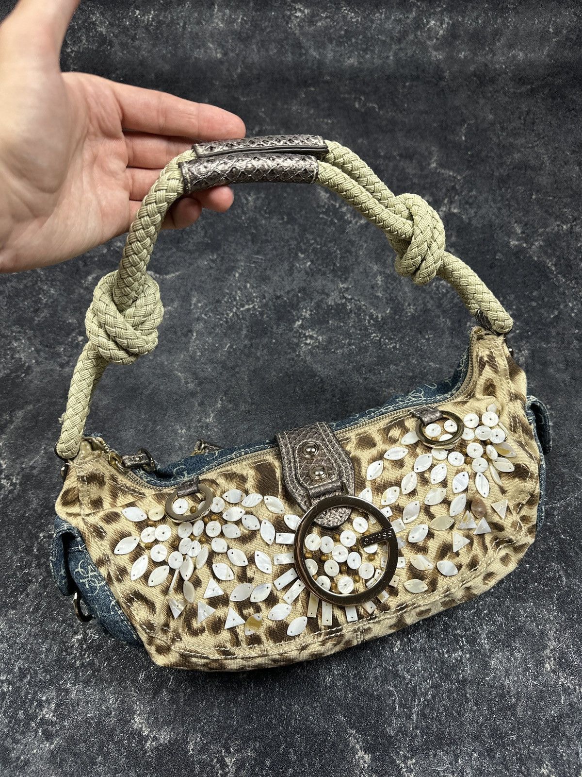 Guess Vintage Y2K Guess Leopard Pattern Baguette Mini Handle Bag Size ONE SIZE - 1 Thumbnail