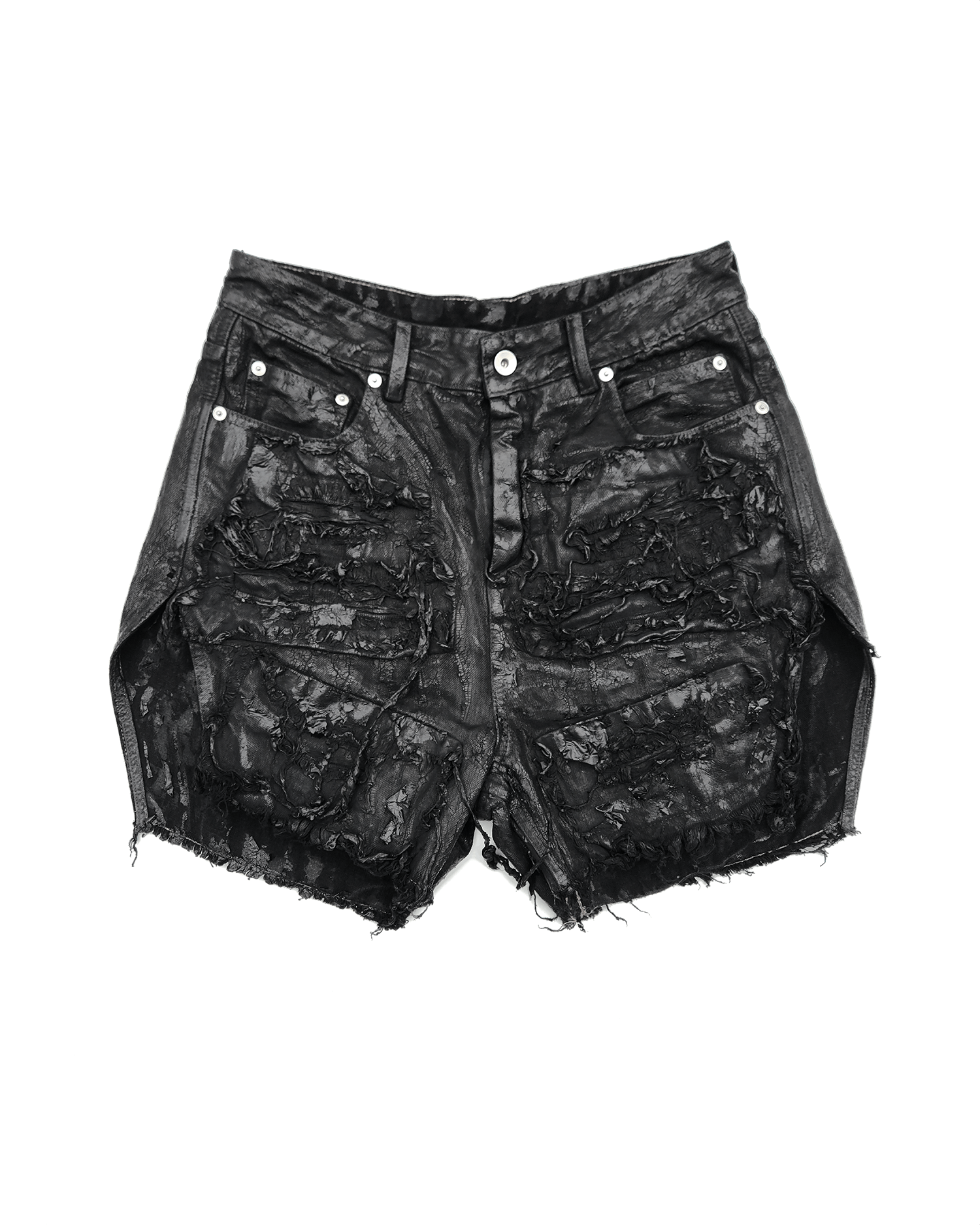 Rick Owens Rick Owens Coated Denim Distressed Cut Off Shorts Size 30" / US 8 / IT 44 - 1 Thumbnail