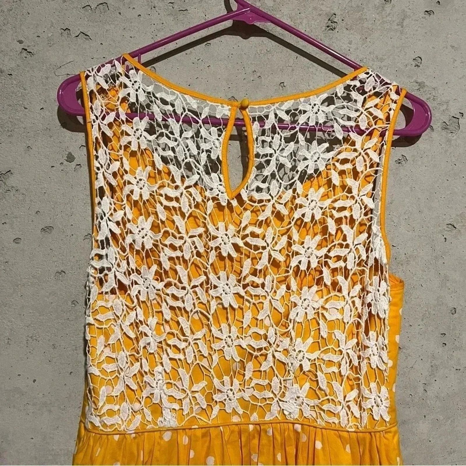 Anthropologie Moulinette Soeurs Anthropologie Yellow Polka Dot Dress Sz 4 Size S / US 4 / IT 40 - 10 Thumbnail