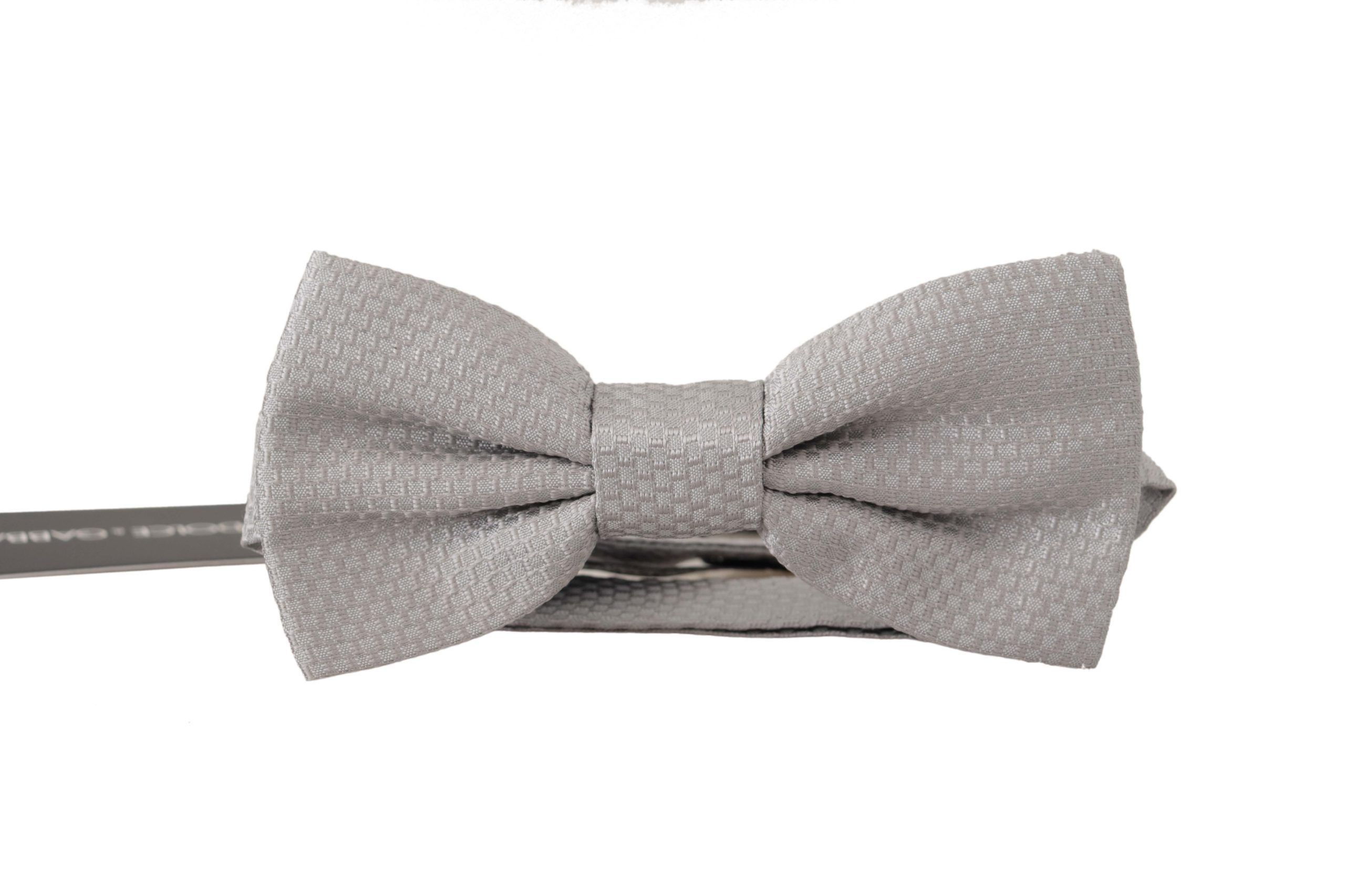 Dolce & Gabbana Chic Gray Silk Bow Men's Tie Size ONE SIZE - 1 Thumbnail