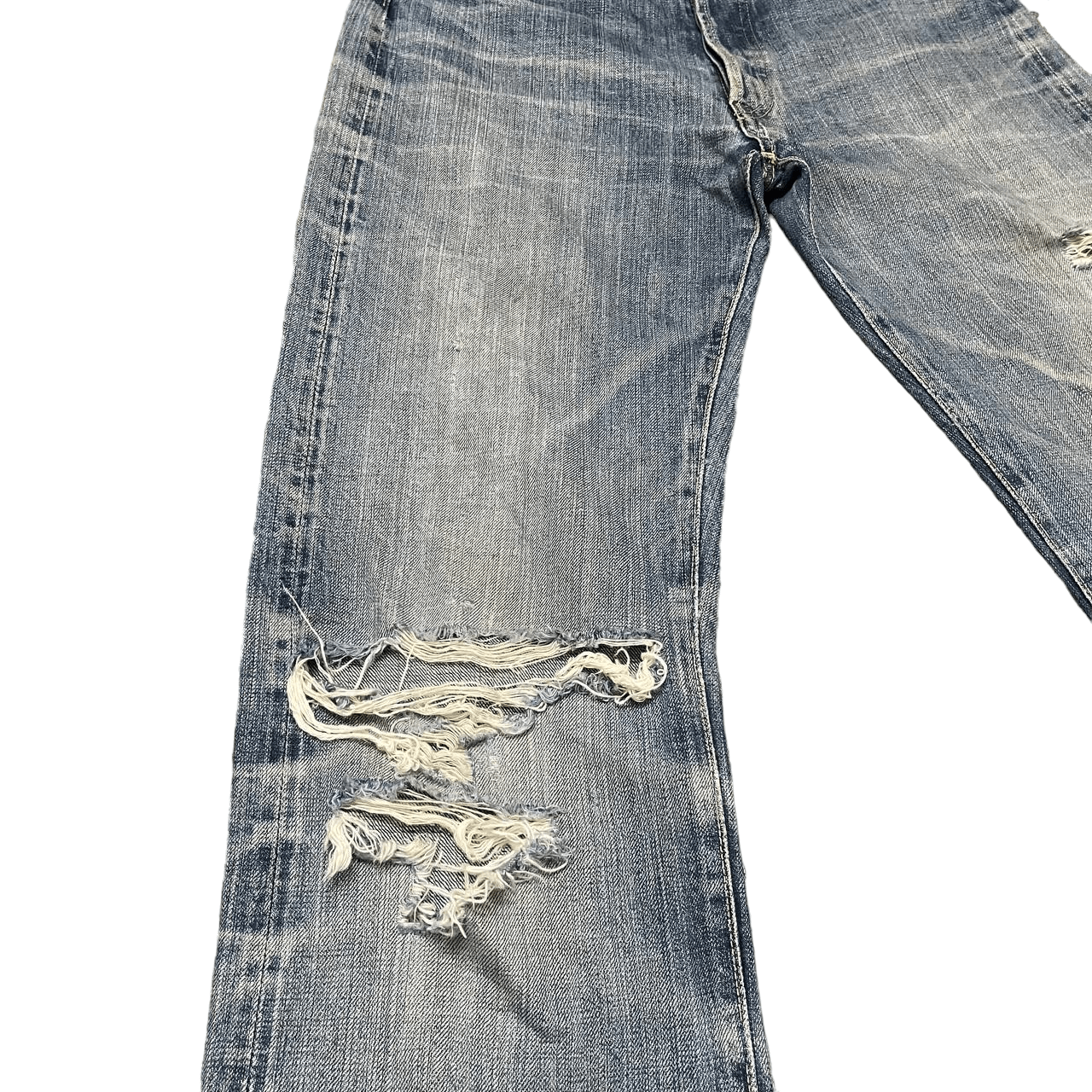 Japanese Brand Vintage La Guardia Selvedge Denim Thrashed Jeans Single ® Size US 30 / EU 46 - 4 Thumbnail