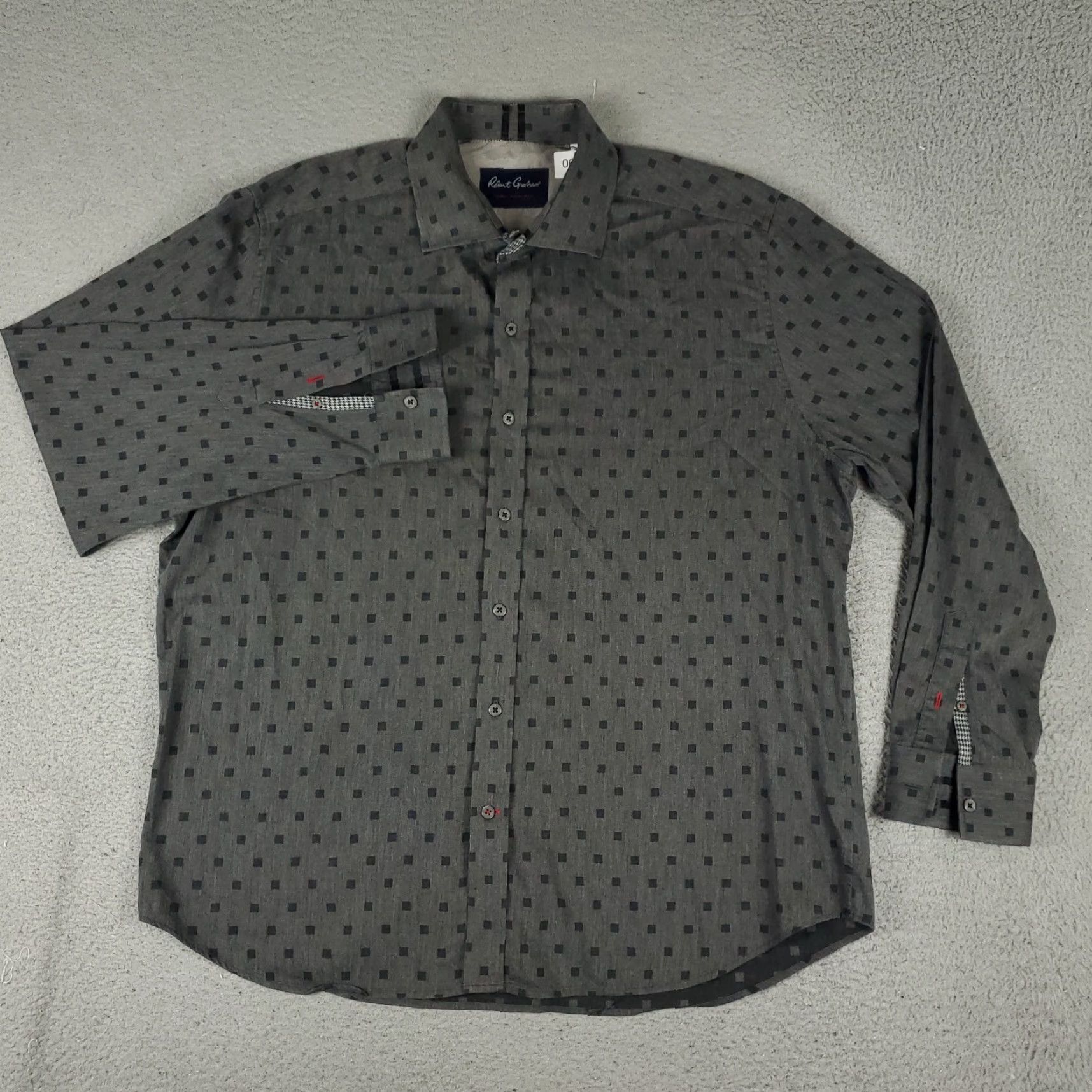 Robert Graham Robert Graham Button-Up Shirt Mens 2XL Gray Geometric Long Sleeve Regular Fit Size US XXL / EU 58 / 5 - 2 Thumbnail