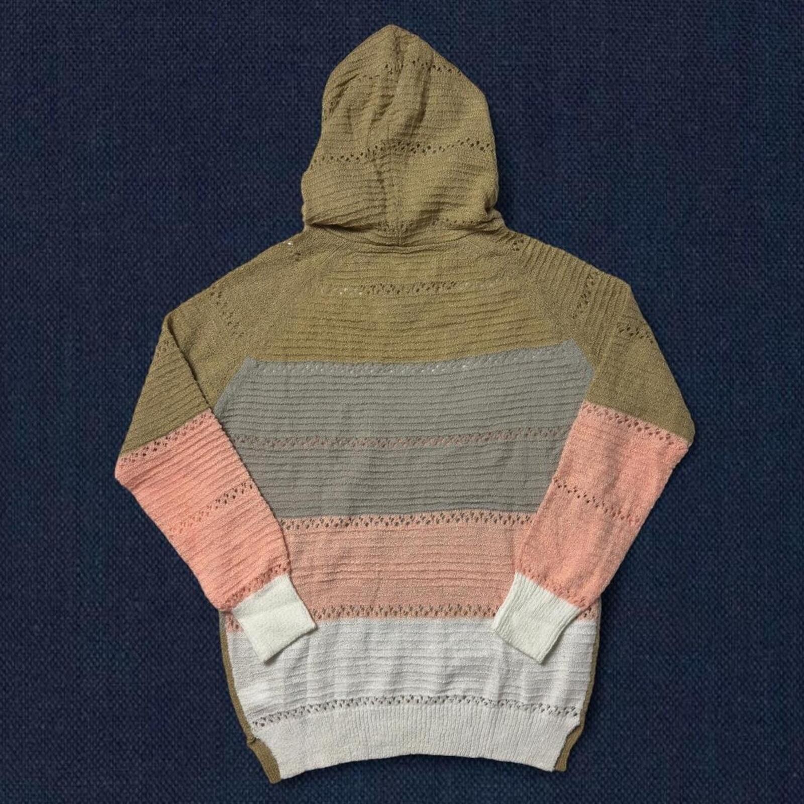 Other color block knit hoodie sweater tan pink cozy fall S Size S / US 4 / IT 40 - 2 Thumbnail