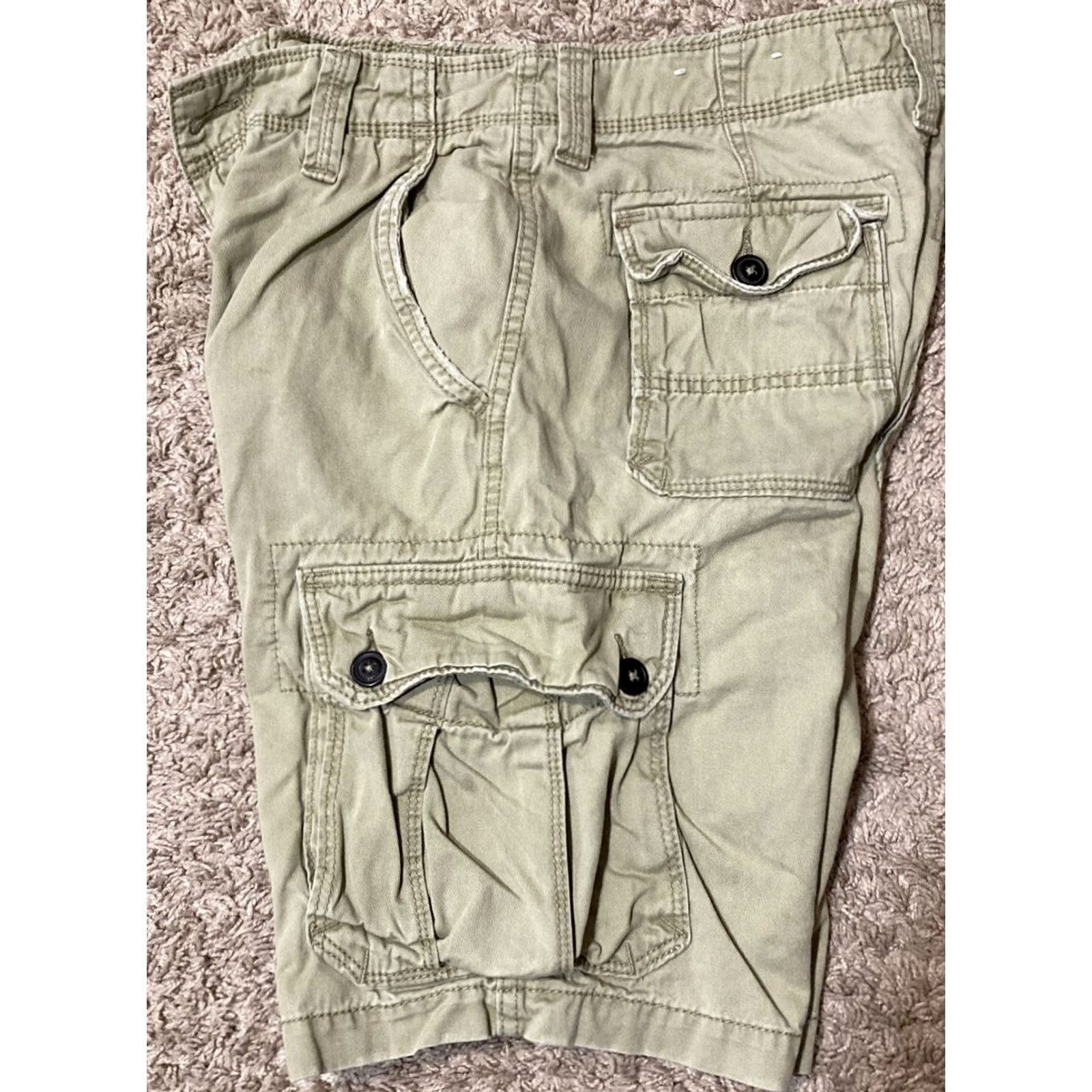 American Eagle Outfitters American Eagle Cargo Shorts Mens 28x10 Flat Front Cotton Pockets Khaki Casual Denim Solid 28 Mens Size US 28 / EU 44 - 5 Thumbnail