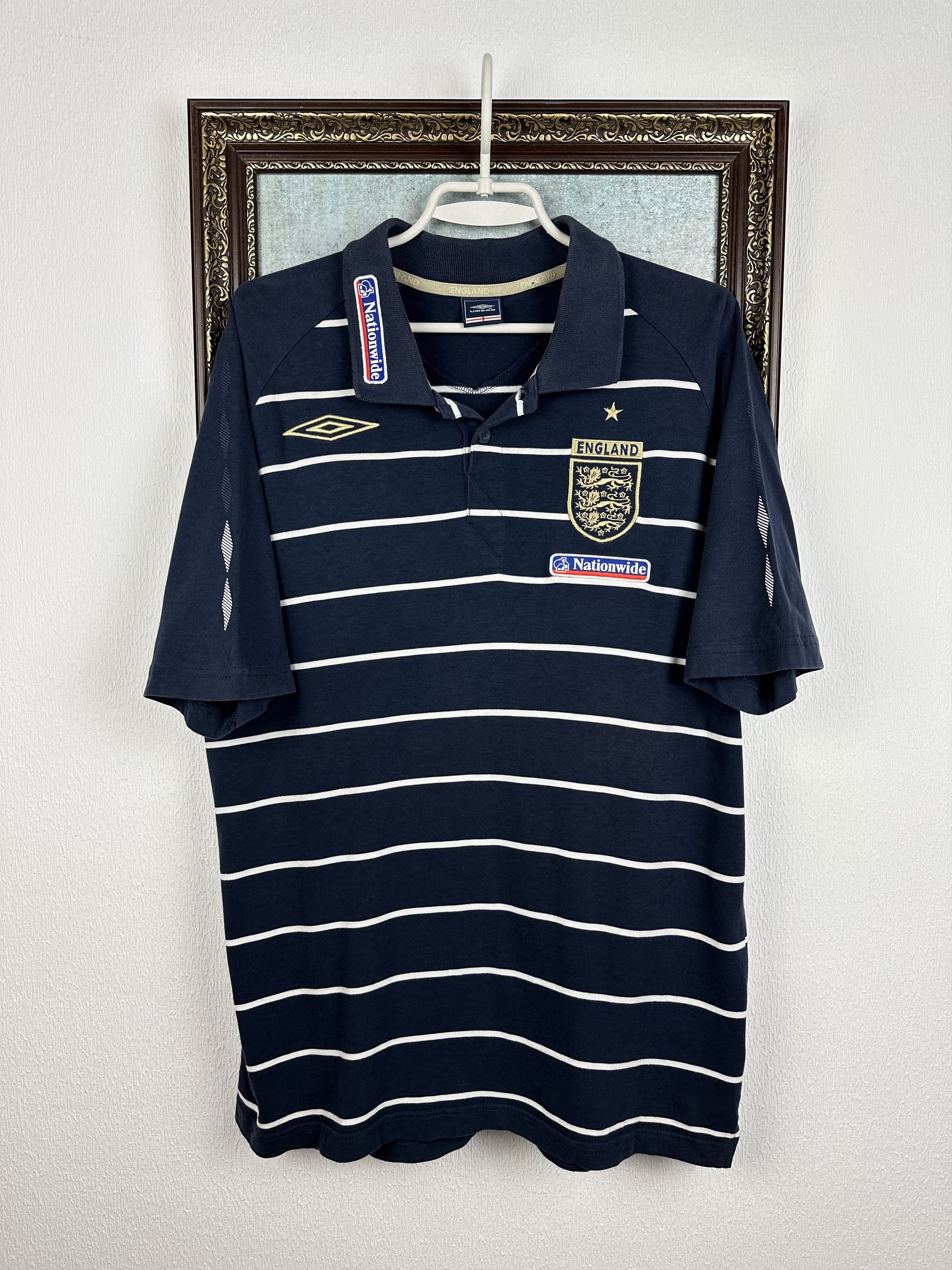 Umbro × Vintage 🔥 90s Umbro England Vintage Striped Polo T Shirt