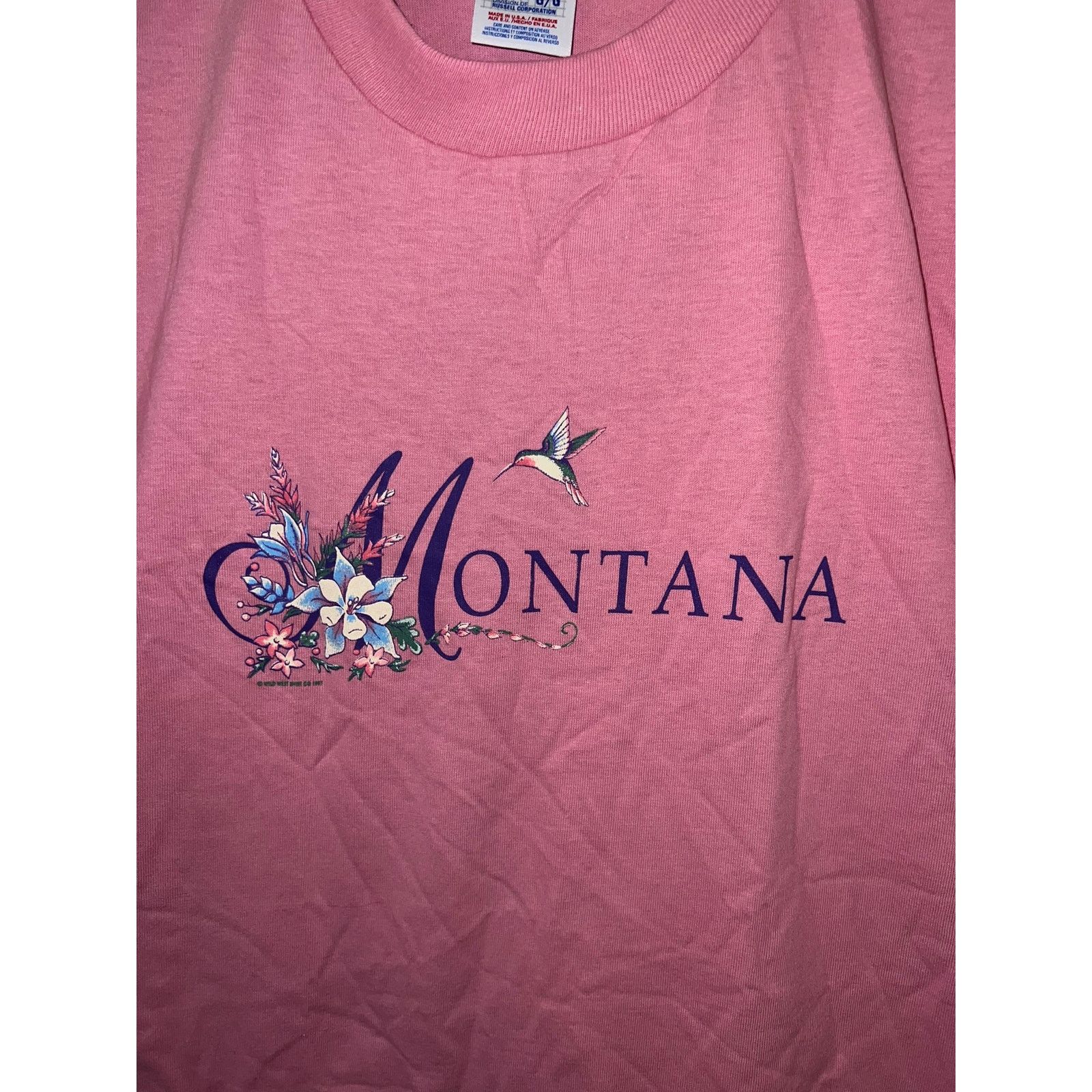 Jerzees Vintage Montana Pink Shirt Nature Pink Graphic Tee 90s VTG L Size US L / EU 52-54 / 3 - 4 Thumbnail