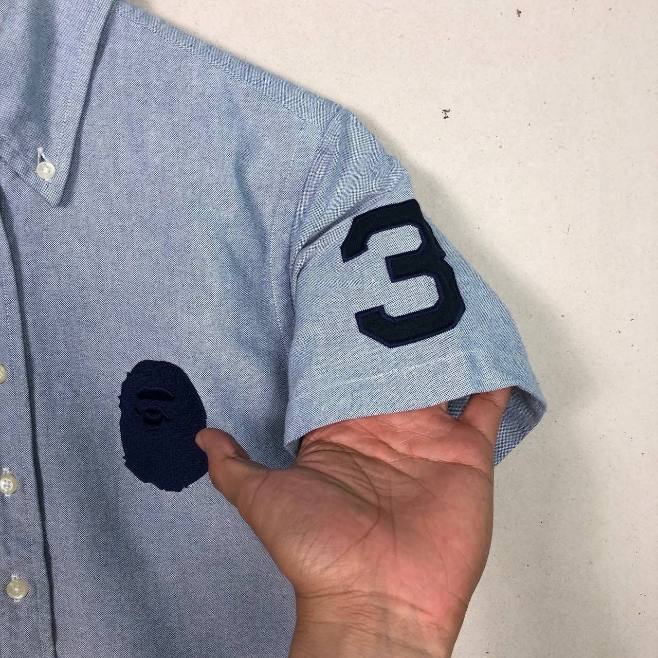 Bape Vtg BAPE Ape Head Oxford SS Shirt Size S Blue #3 Sleeves Size S / US 4 / IT 40 - 5 Thumbnail