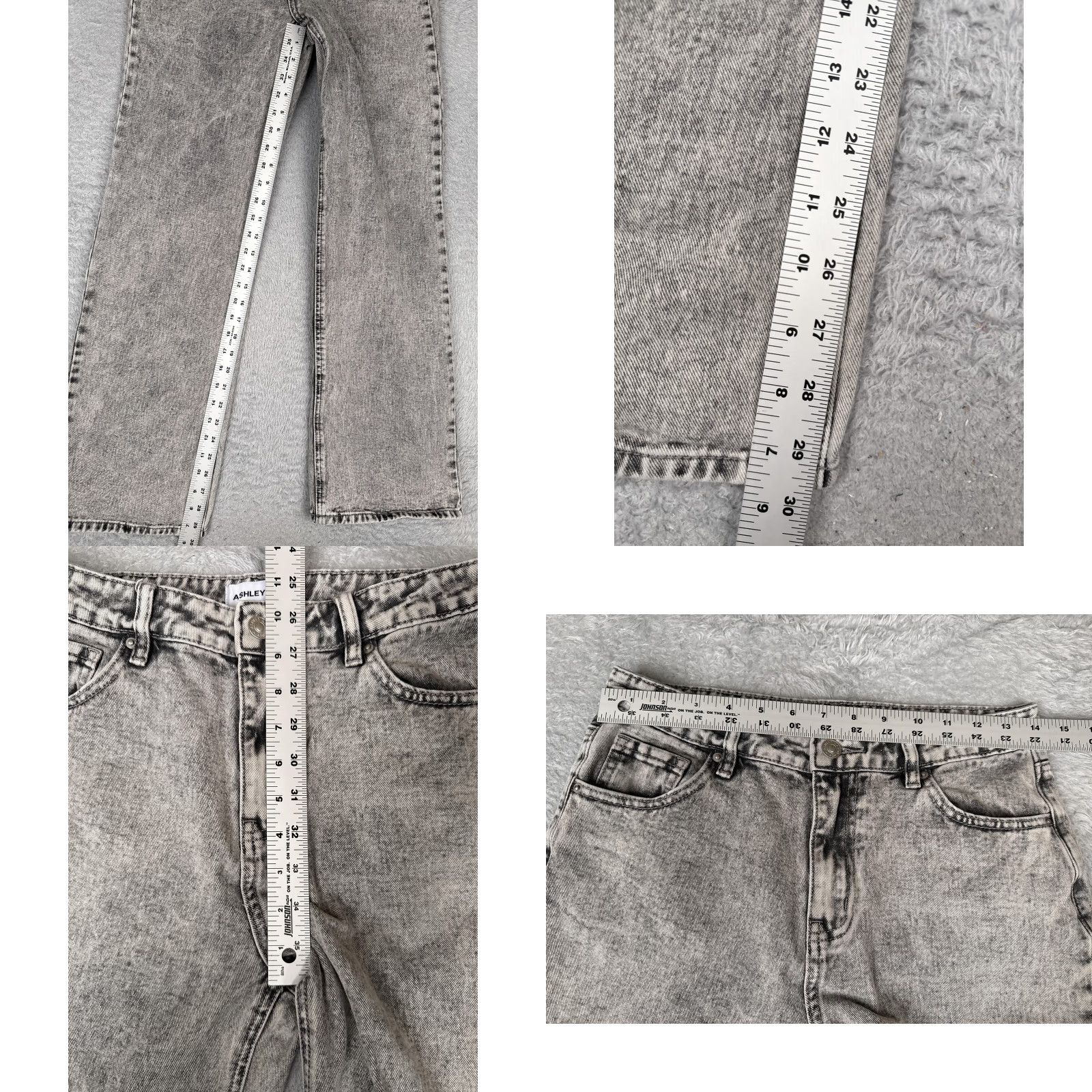 Vintage ASHLEY MASON Jeans Womens 3/26 Gray Straight High Rise Acid Wash Bows Juniorr Size 26" / US 2 / IT 38 - 8 Thumbnail