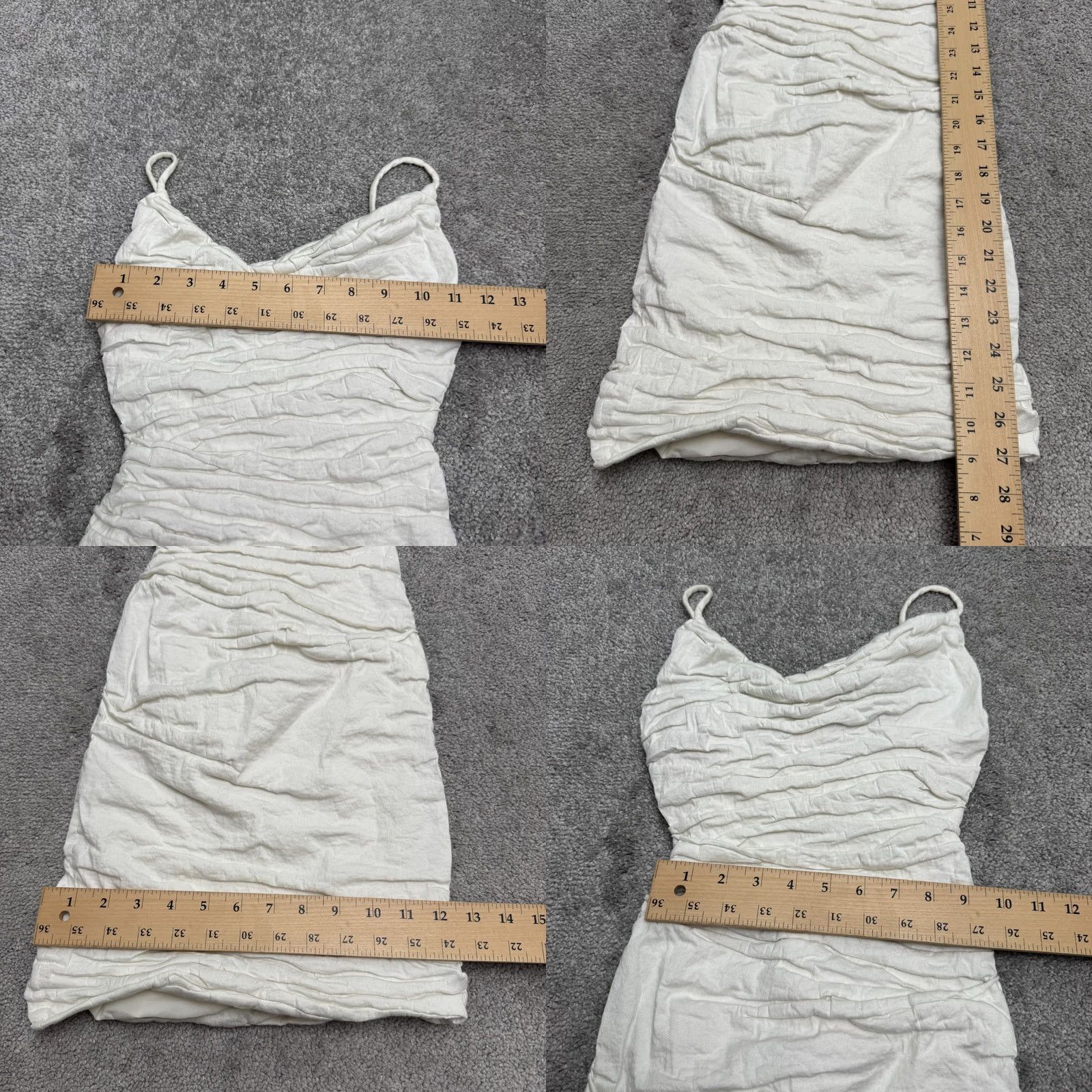 Nicole Miller VINTAGE Nicole Miller Metallic Shimmer Ruched Bodycon Mini Dress Womens 2 White Cotton Blend Ruched Lined Short Dress - Size XS / US 0-2 / IT 36-38 - 8 Thumbnail