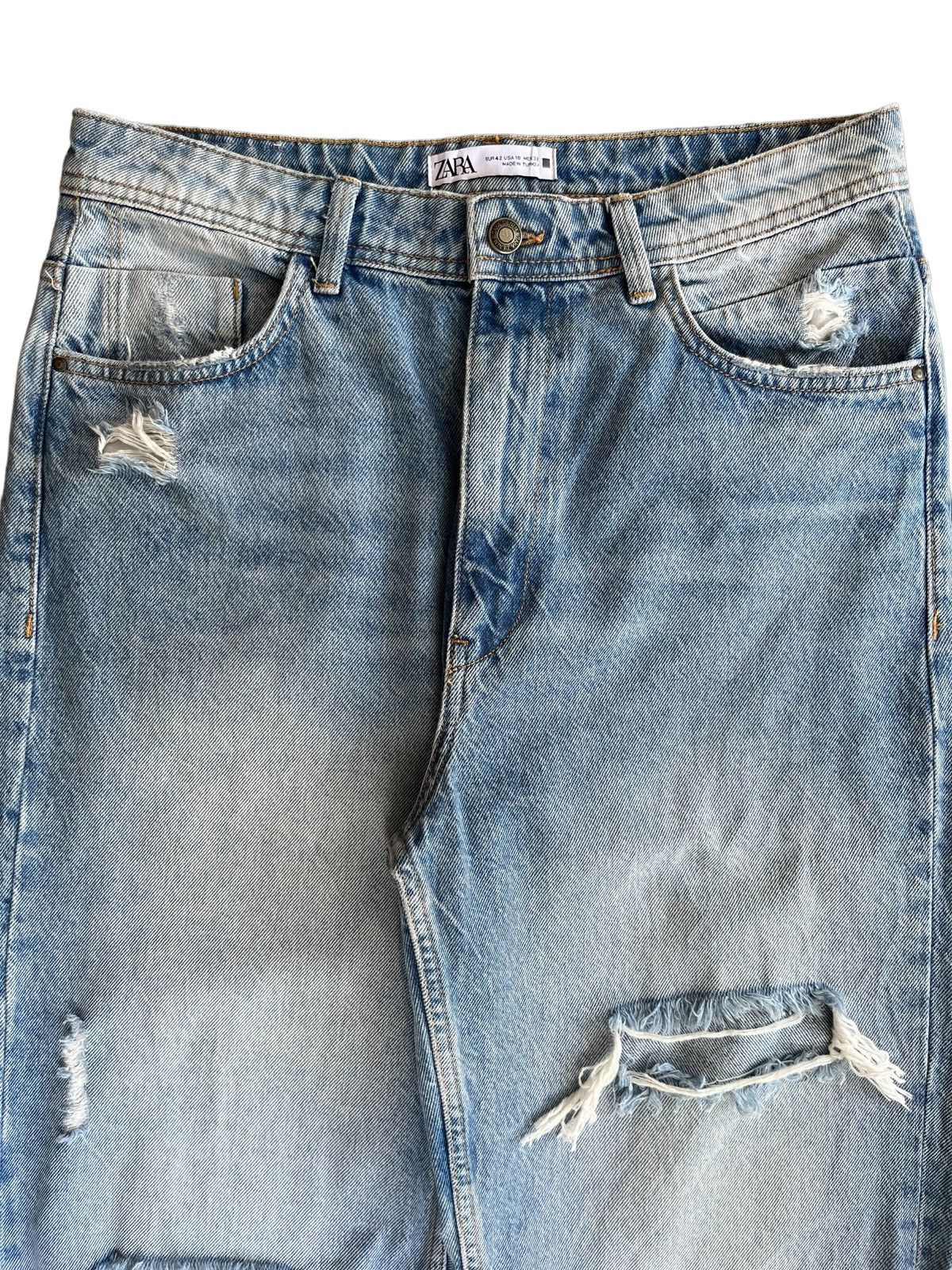 Rhude × Zara Vintage Y2K Zara Blue Washed Distressed Relaxed Jeans Size US 32 / EU 48 - 3 Thumbnail