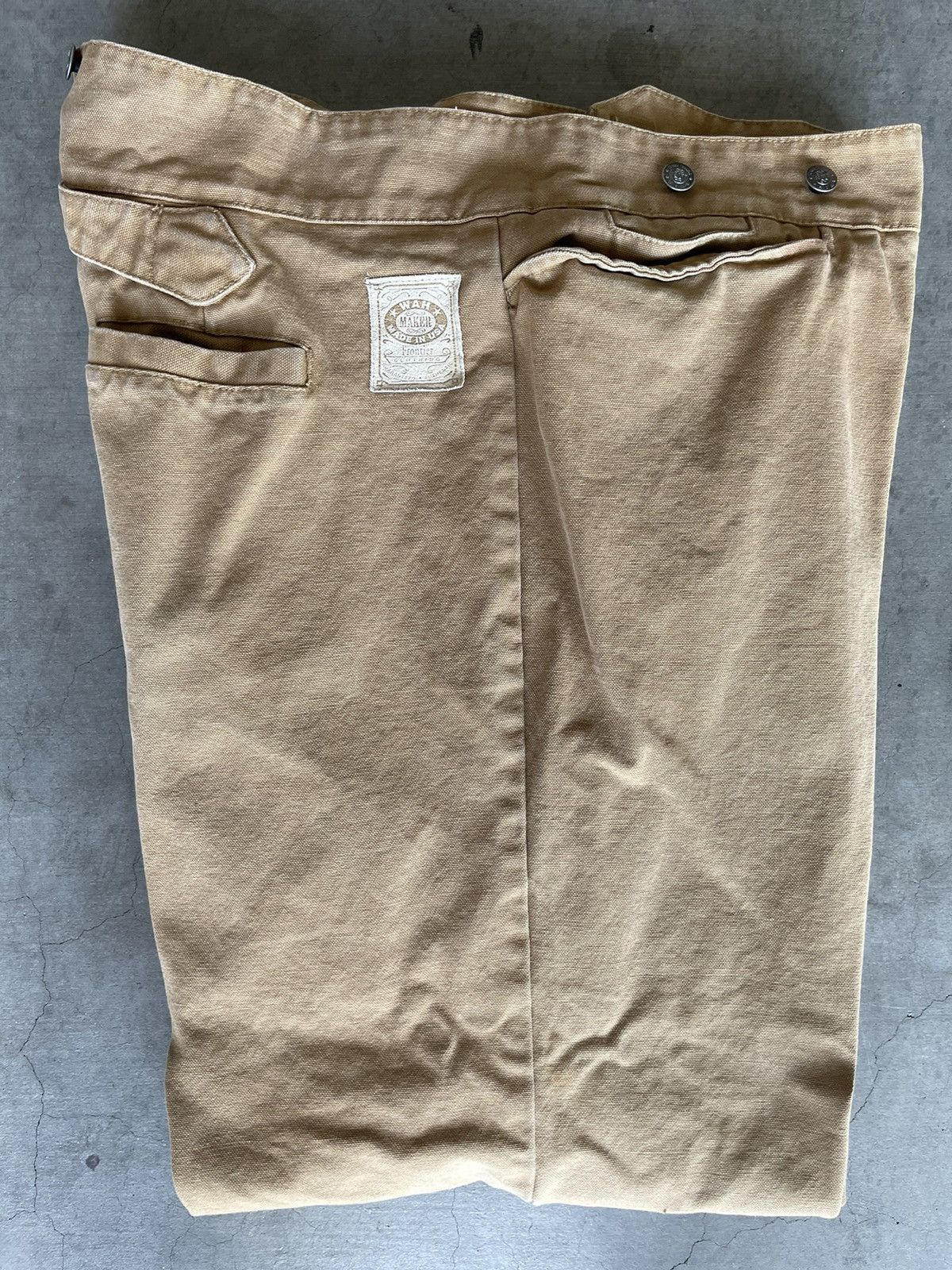 image of Vintage Buckle Back Button Fly Trouser in Brown, Men's (Size 40)