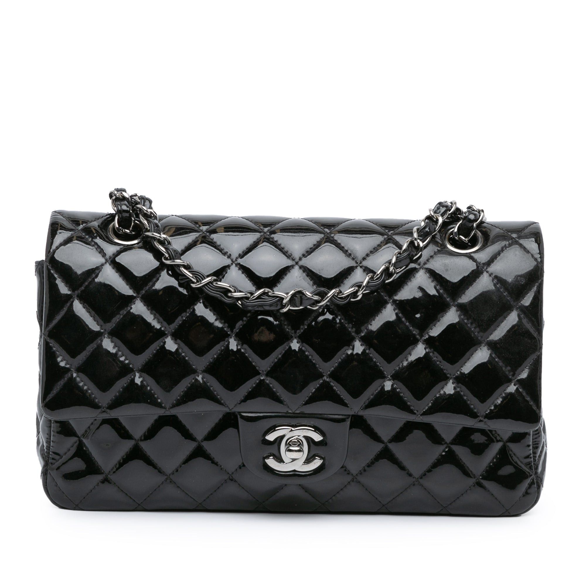Chanel Chanel Medium Classic Patent Double Flap Black Size ONE SIZE - 1 Thumbnail