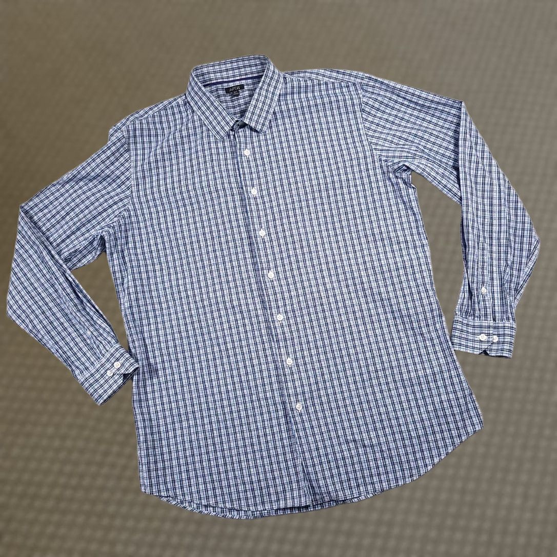 Apt. 9 Apt 9 Button Up Shirt Mens XLT Tall Blue Collared Check Pattern Long Sleeve Size US XL / EU 56 / 4 - 1 Thumbnail