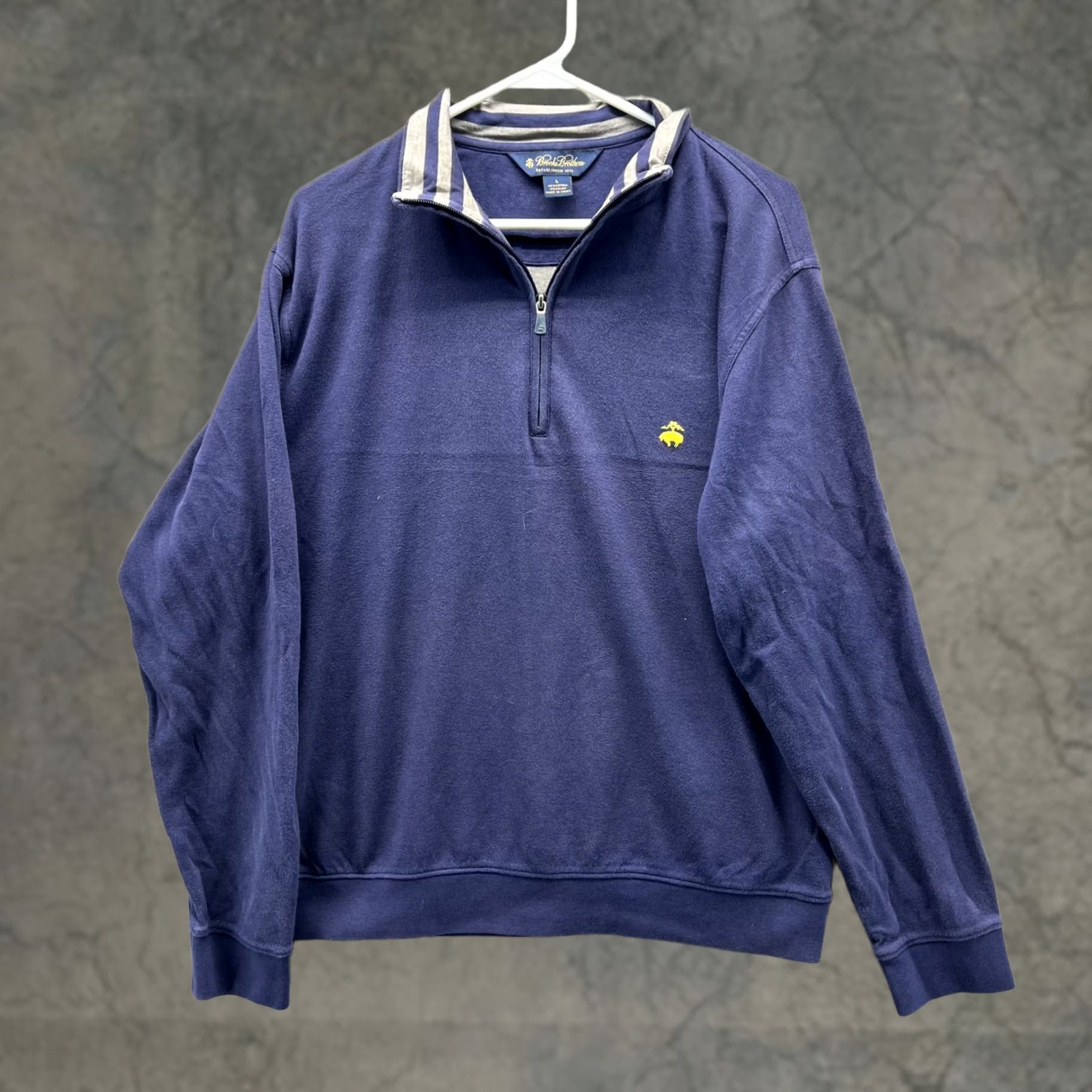 Brooks Brothers Brooks Brothers Sweater Men Large Adult Blue Navy Pullover 1/4 Zip Fleece Mock Neck Long Sleeve Regular Size L Color Blue Pattern Solid Size US L / EU 52-54 / 3 - 1 Thumbnail