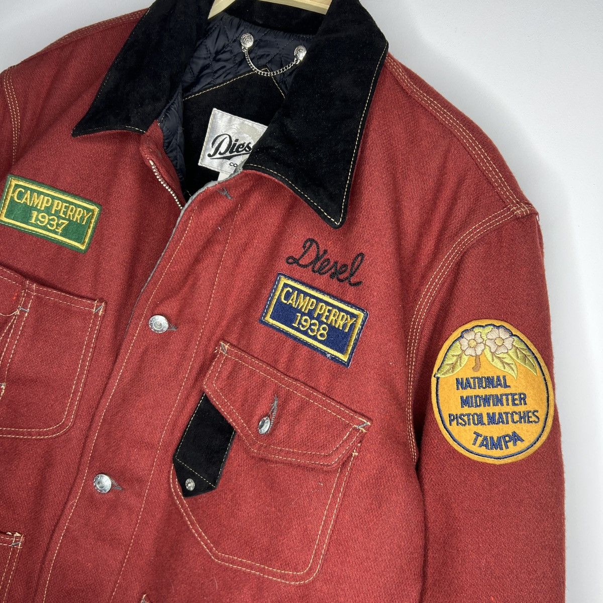 Diesel × Vintage Vintage Diesel Wool Jacket Coat Rare 90s Red Size US M / EU 48-50 / 2 - 5 Thumbnail