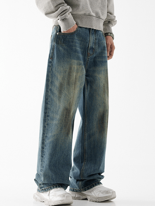 Japanese Brand × Jean High street versatile wide leg distressed men's jeans Size US 32 / EU 48 - 3 Thumbnail