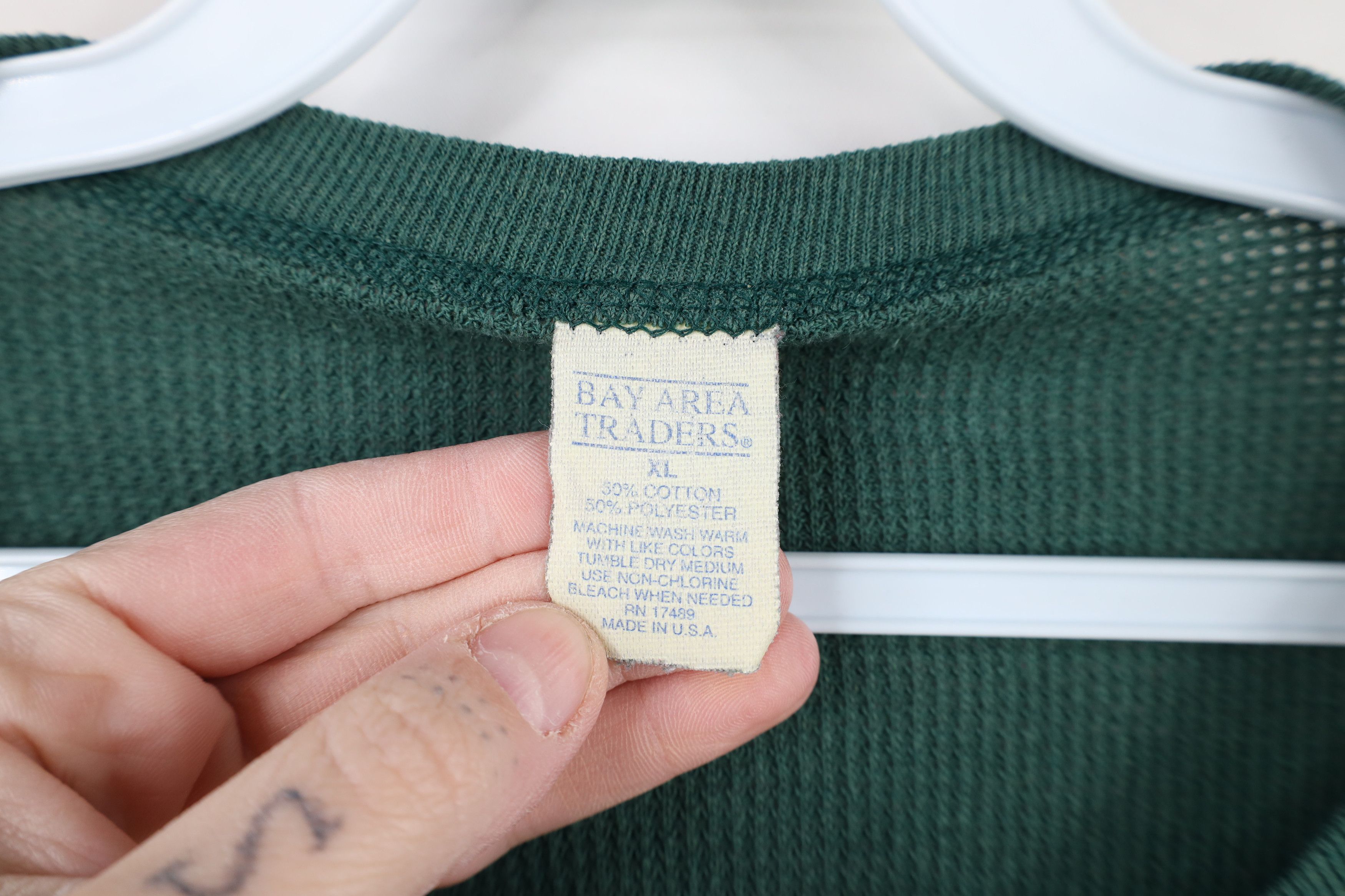 Vintage Vintage 90s Streetwear Thin Thermal Waffle Knit T-Shirt USA Size US XL / EU 56 / 4 - 4 Thumbnail