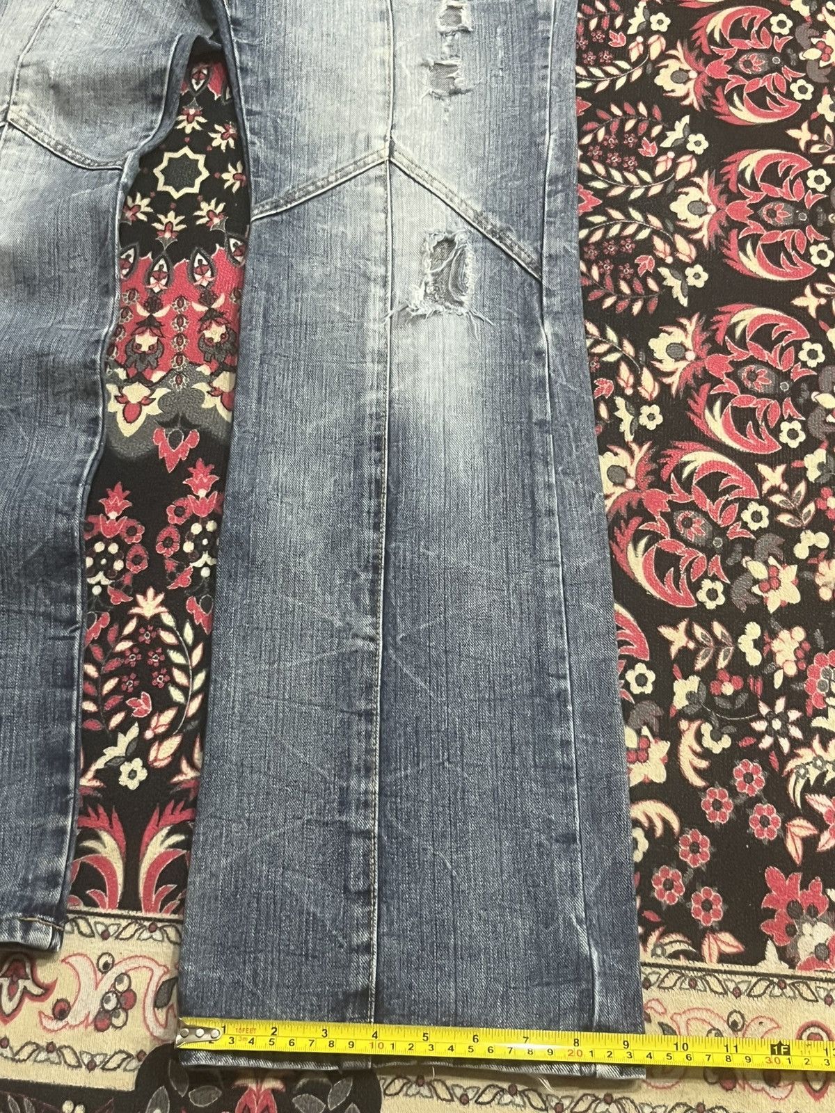 semanticdesign Semantic Design Light Blue Panel Distressed Flare Jeans Size US 32 / EU 48 - 14 Thumbnail