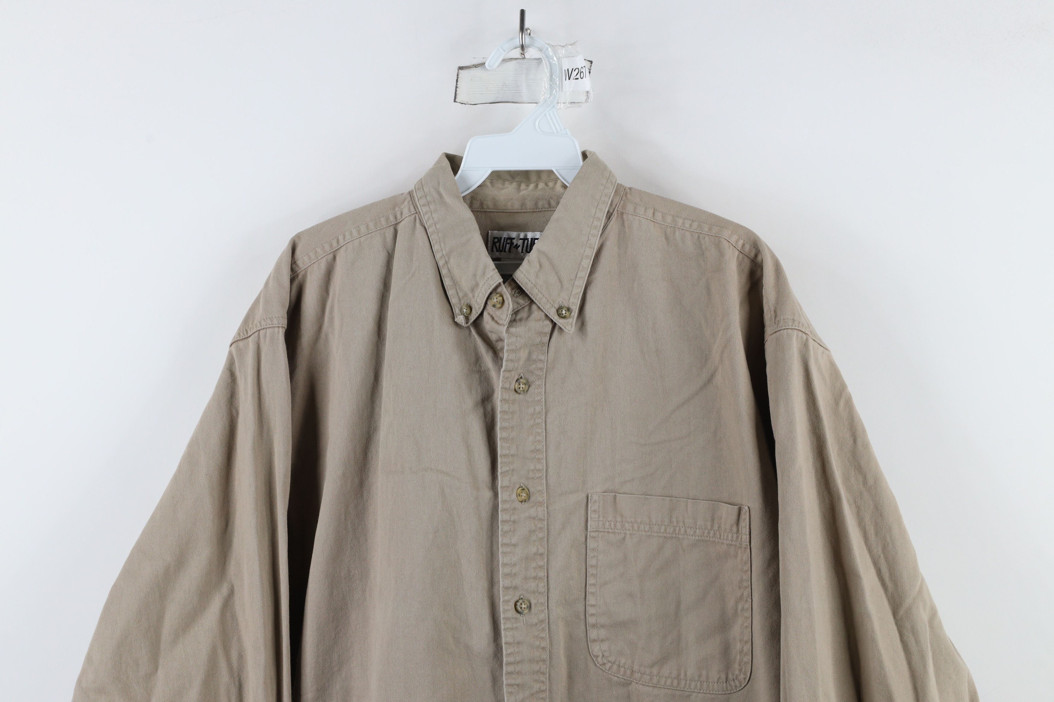 Vintage Vintage 90s Streetwear Twill Collared Button Down Shirt Size US L / EU 52-54 / 3 - 2 Thumbnail