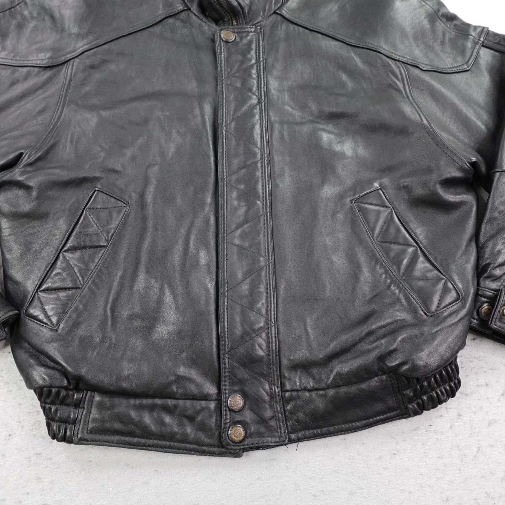 G-III Vintage G-III Global Identity Leather Jacket Large Black Bomber Zip Snap Moto Size US L / EU 52-54 / 3 - 3 Thumbnail