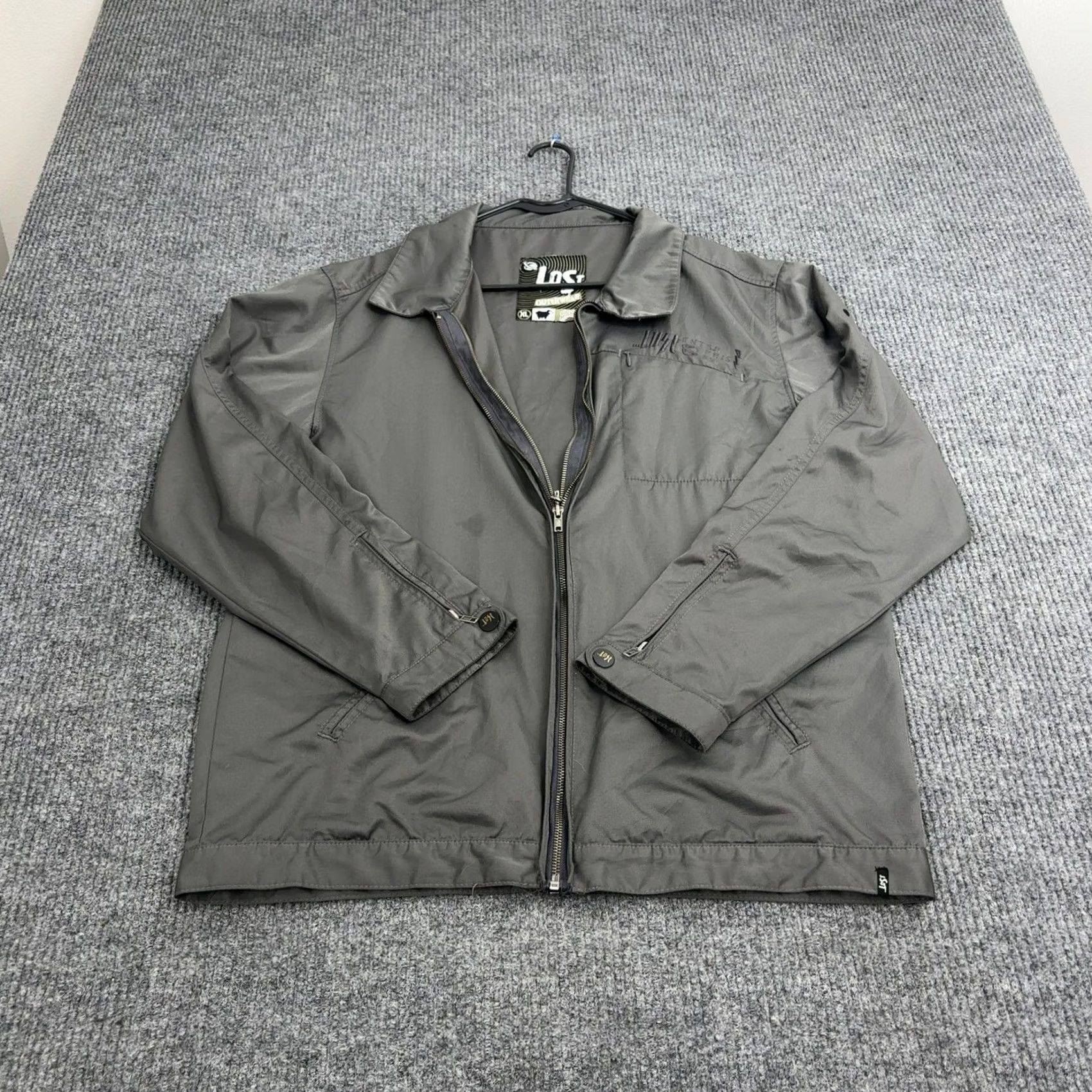 Logo 7 VINTAGE Lost Enterprises Jacket Mens XL Grey Full Zip Embroidered Logo Workwear Surf Size US XL / EU 56 / 4 - 7 Thumbnail