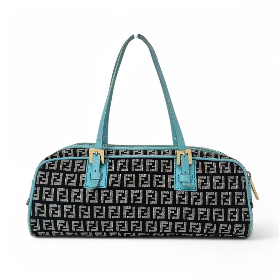 Fendi Fendi - Mini Boston Shoulder Bag Zucchino Zucca Turqoise Size ONE SIZE - 2 Thumbnail