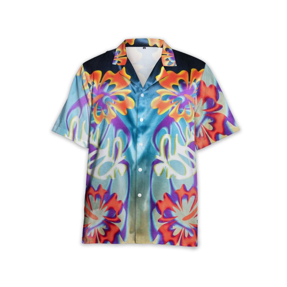 Designer Floral-Print Satin Shirt – Luxe Shine Meets Bold Pattern Size US M / EU 48-50 / 2 - 2 Thumbnail