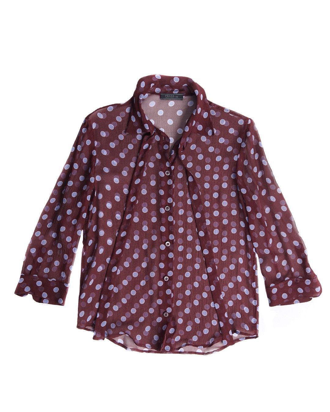 image of Prada S/s 2000 Runway Blouse in Burgandy, Women's (Size Small)