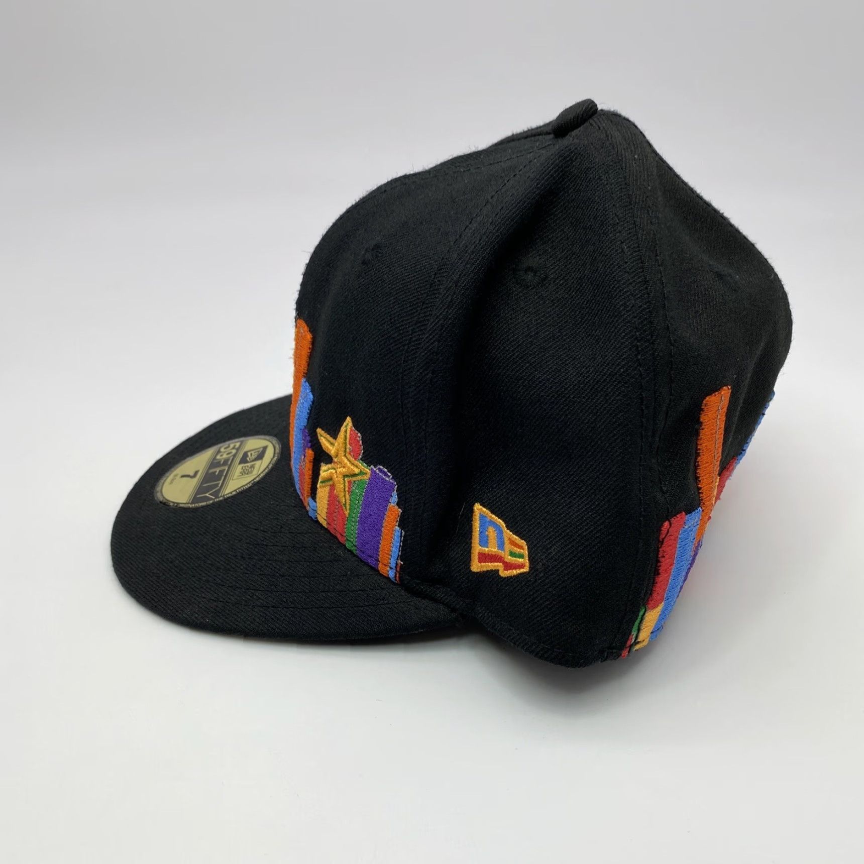 New Era VINTAGE New Era Houston Astros City Skyline Fitted Hat 7 Black 100% Wool Sports Mens Size ONE SIZE - 3 Thumbnail