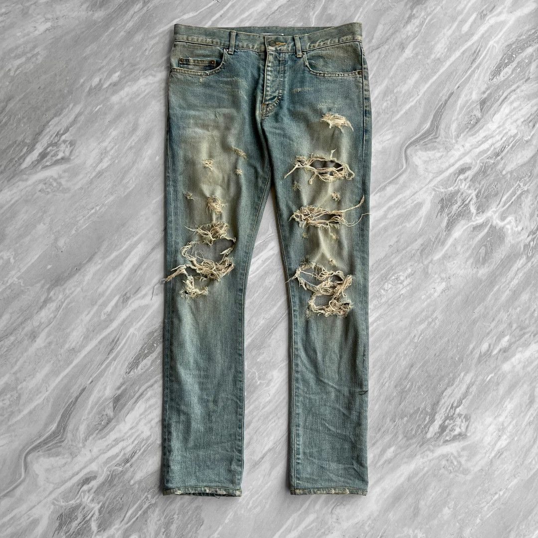 Saint Laurent Paris SAINT LAURENT Distressed Blue Jeans Size US 30 / EU 46 - 1 Thumbnail