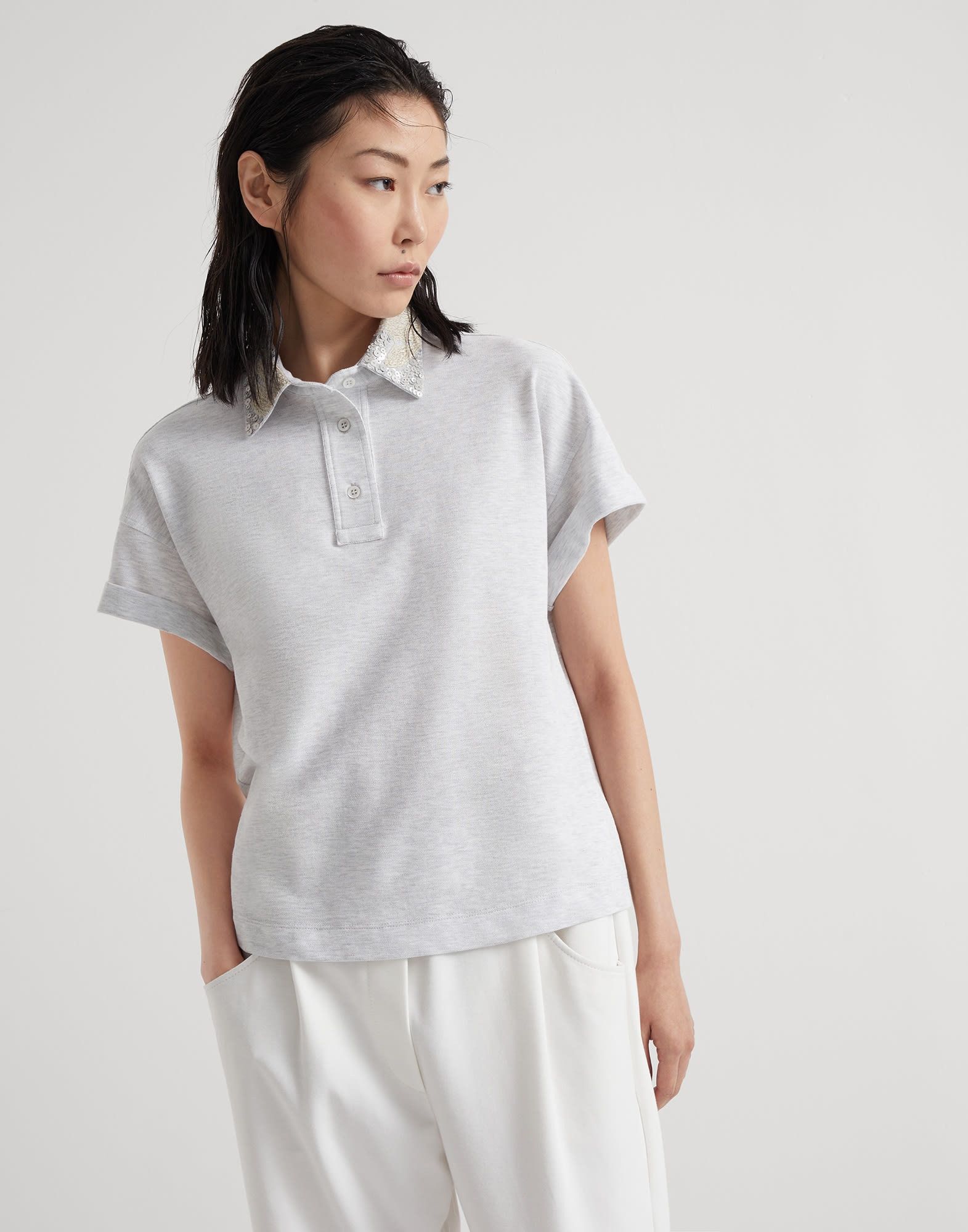 o1w1db10825 Polo T-Shirt in Natural/Grey