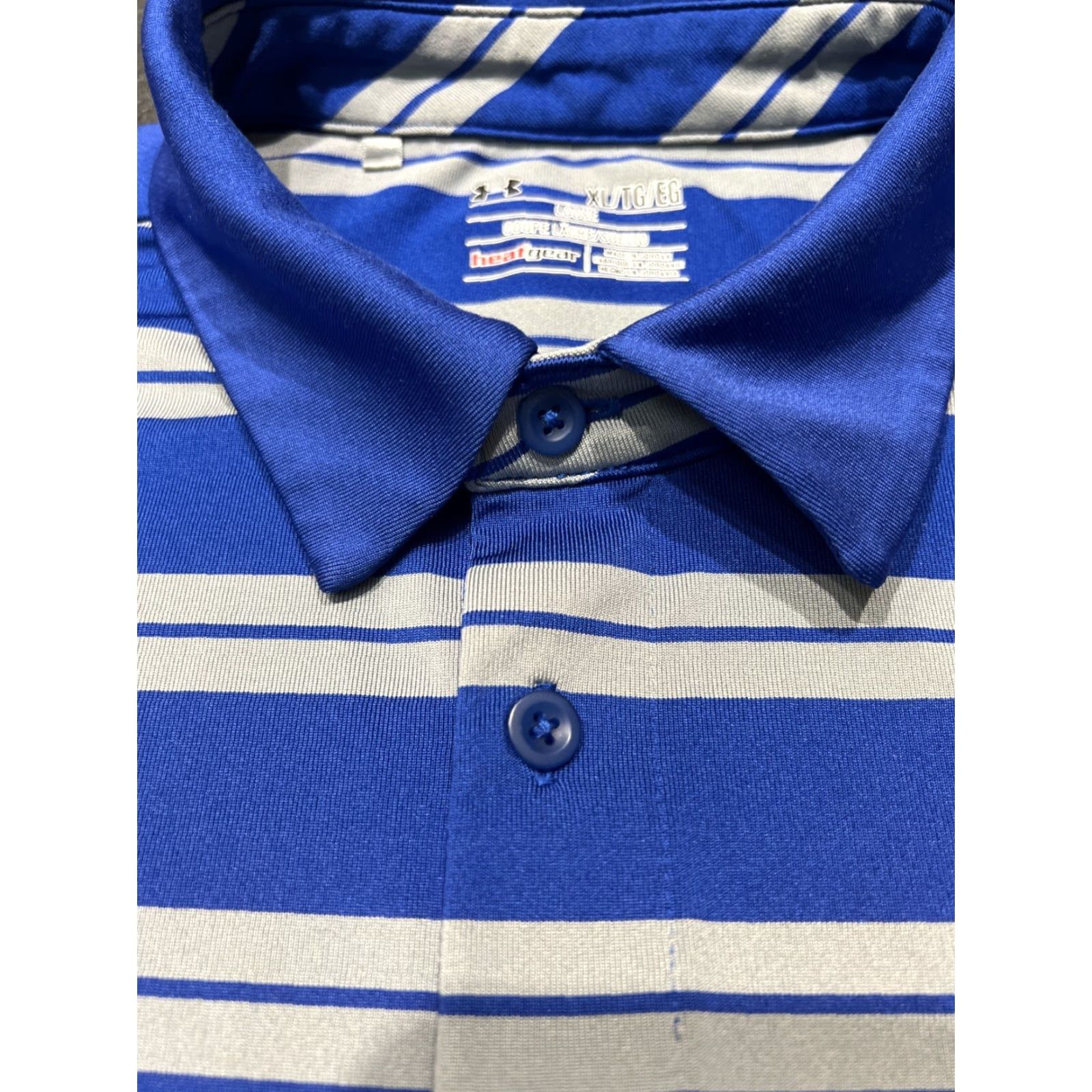 Under Armour Under Armour Golf Polo Shirt Blue Striped Adult Large Performance Mens Size US L / EU 52-54 / 3 - 5 Thumbnail