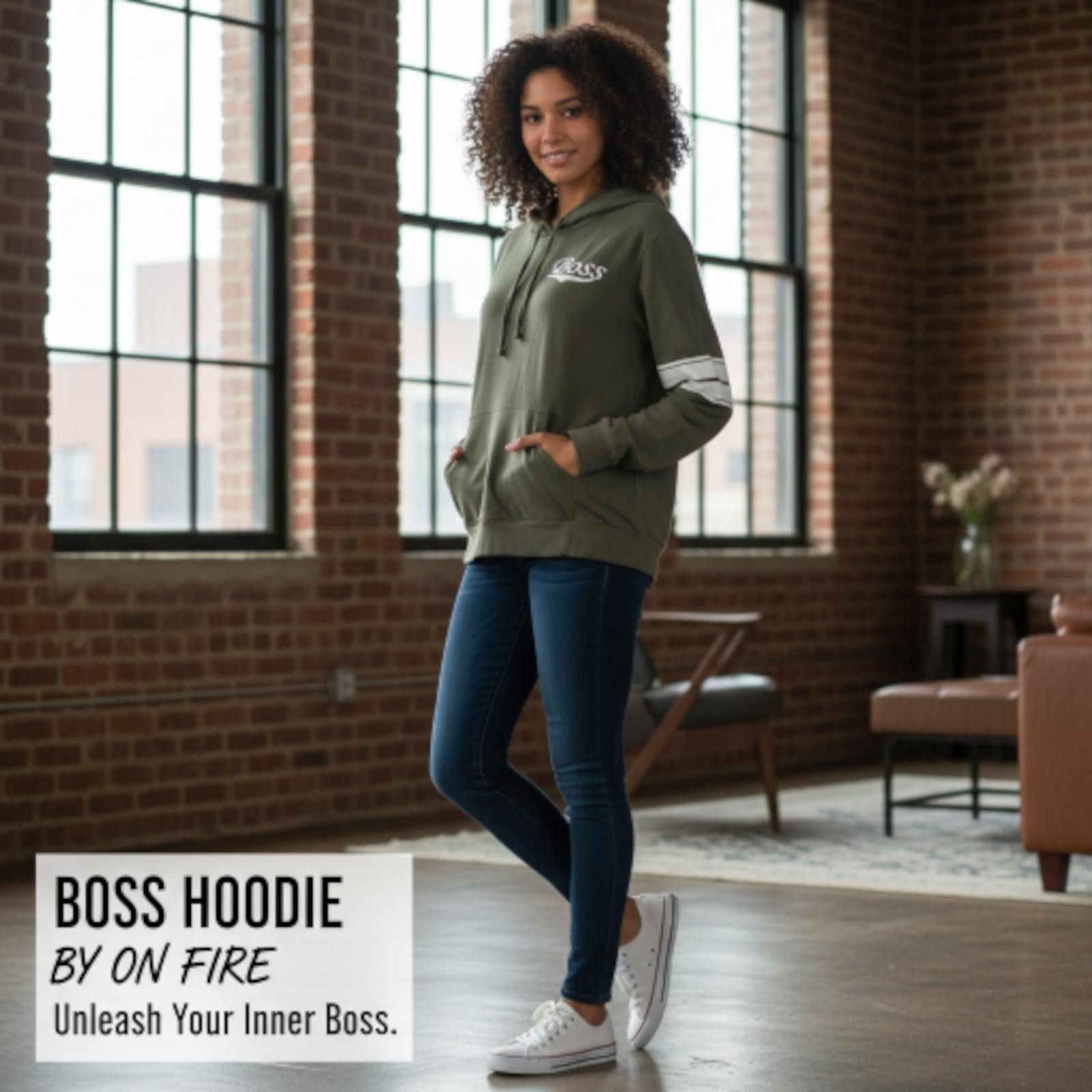 Kicks On Fire Boss Hoodie by On Fire - Women's Olive Green Hoodie Size XL Size XL / US 12-14 / IT 48-50 - 1 Thumbnail