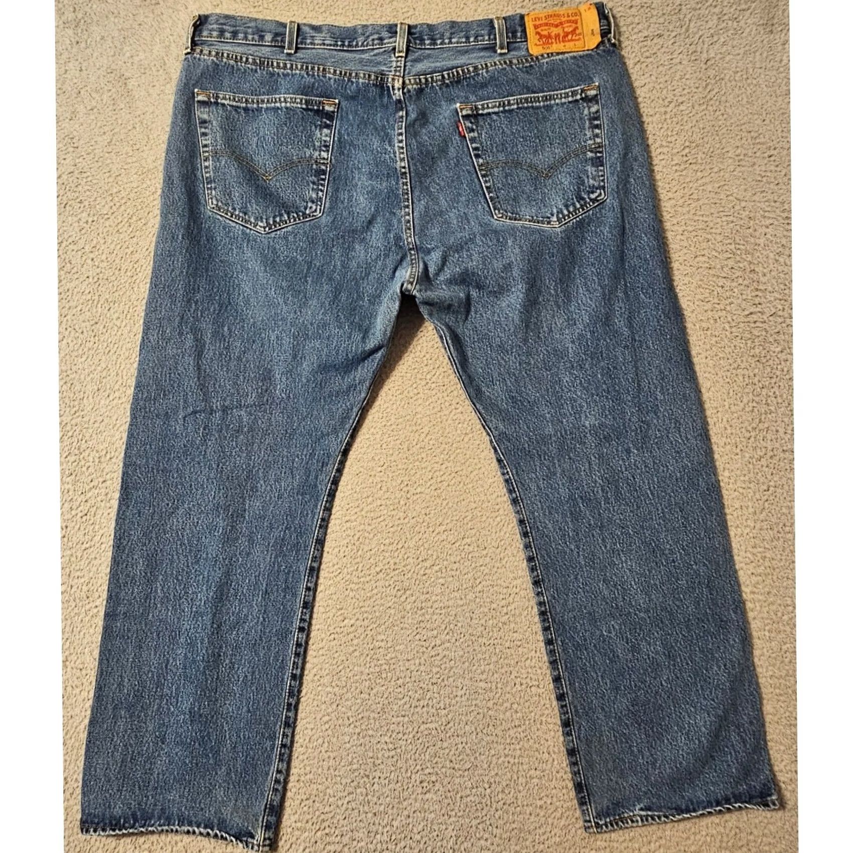 Levi's Levis 501 Original Fit Mens Blue Denim Straight Leg Button Fly Jeans 44x32 Size US 44 / EU 60 - 2 Thumbnail