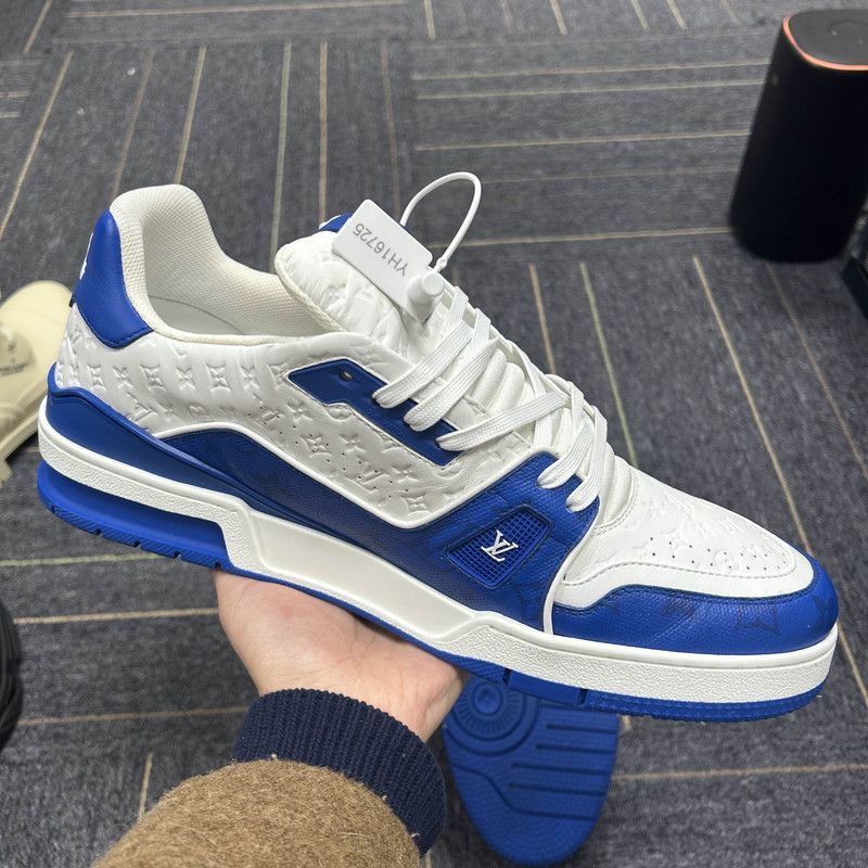Louis Vuitton Louis Vuitton Blue and White Low-Top Trainers -2508 Size US 11 / EU 44 - 7 Thumbnail