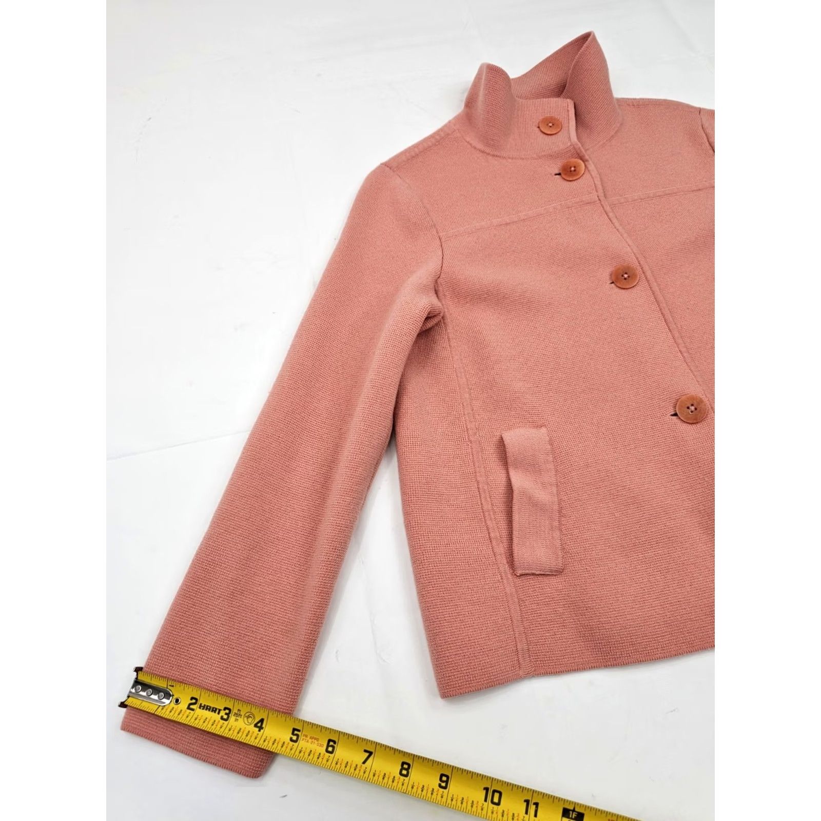 Talbots Talbots Italian Merino Wool Button Up Coat Women Petites L Peach Pink Cardigan Style Coat - Pink Wool Jacket Womens Size L / US 10 / IT 46 - 7 Thumbnail
