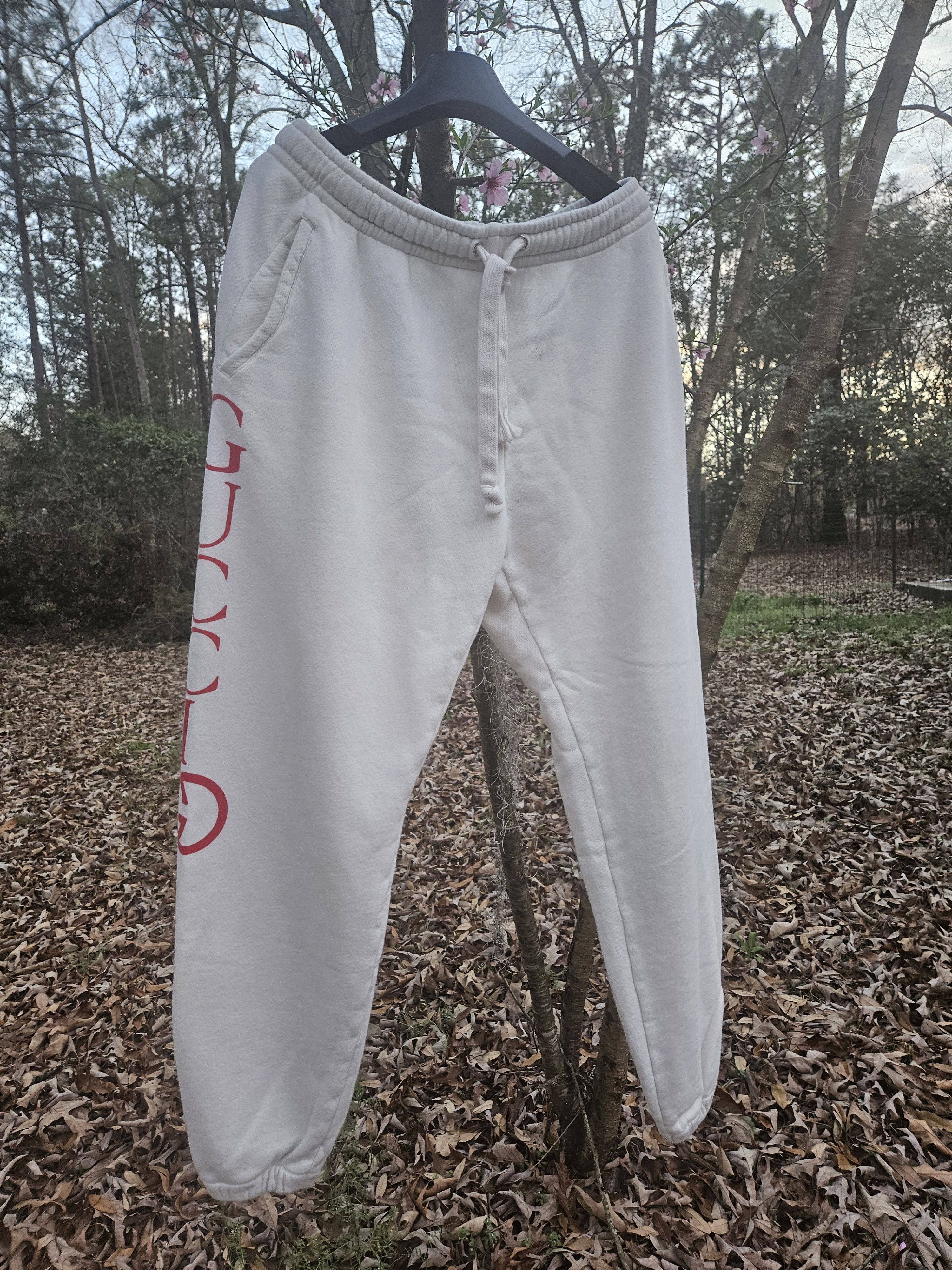 Gucci Gucci White Red Side Logo Joggers Size US 34 / EU 50 - 1 Thumbnail