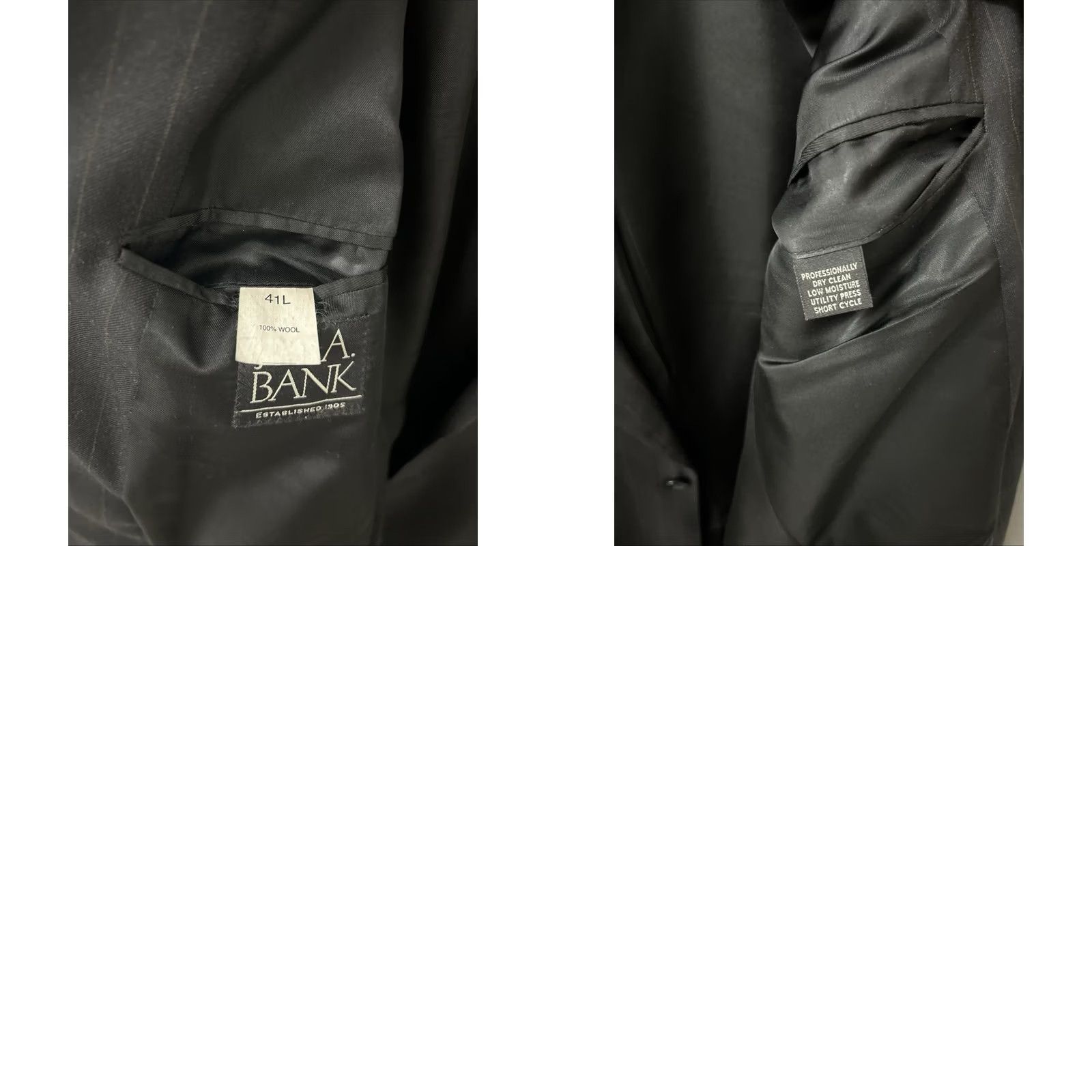 Jos. A. Bank Jos. A. Bank Blazer Mens 41L Black Pinstripe 100% Wool Two-Button Suit Jacket Size 42R - 9 Thumbnail