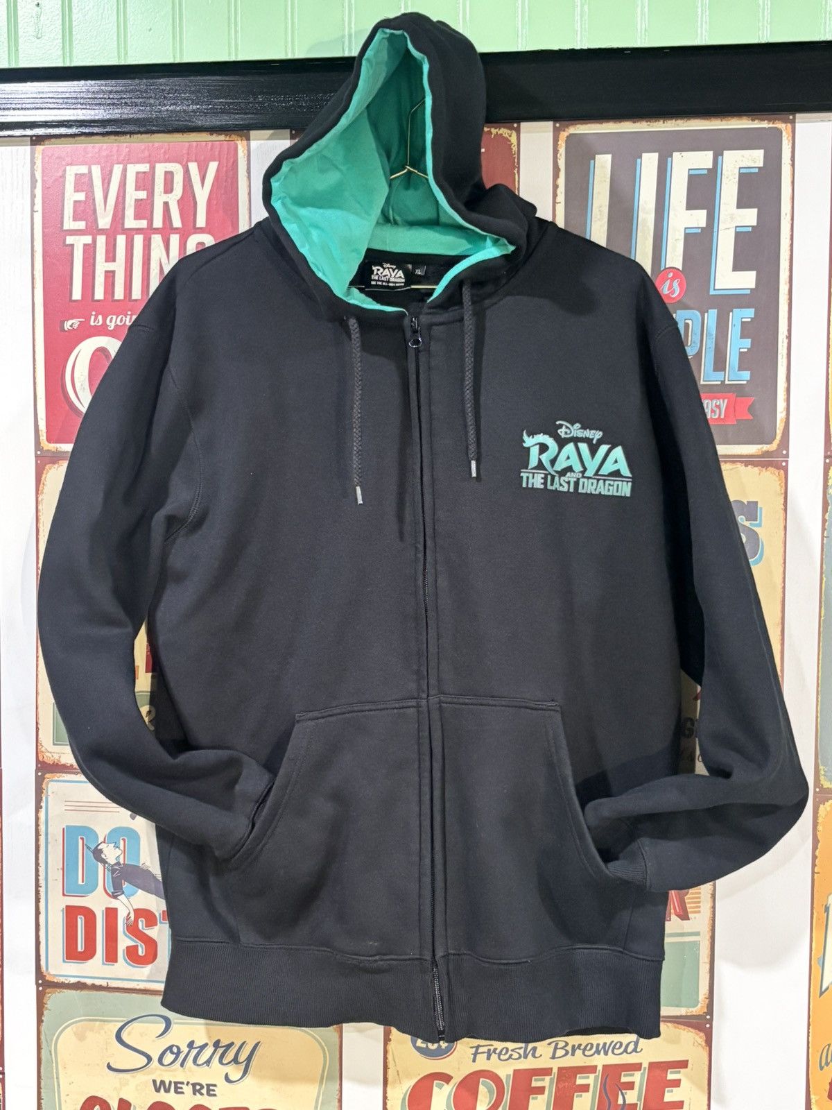 Disney Raya And The Last Dragon Black and Teal Zip Up Hoodie sz XL Size US XL / EU 56 / 4 - 7 Thumbnail
