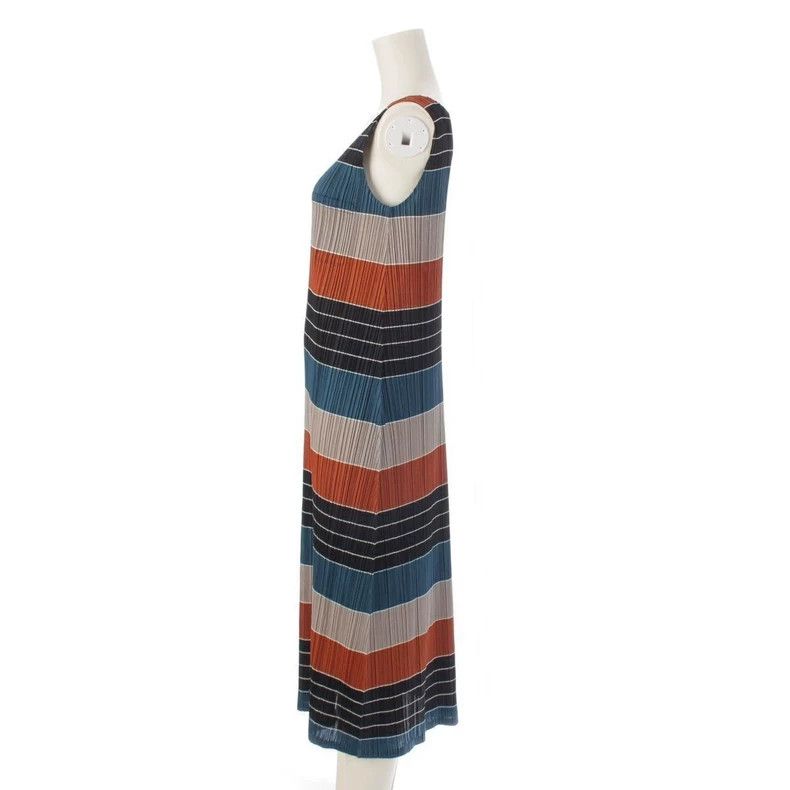 Issey Miyake Issey Miyake size:4 Brownish-yellow striped dress Size XS / US 0-2 / IT 36-38 - 2 Thumbnail