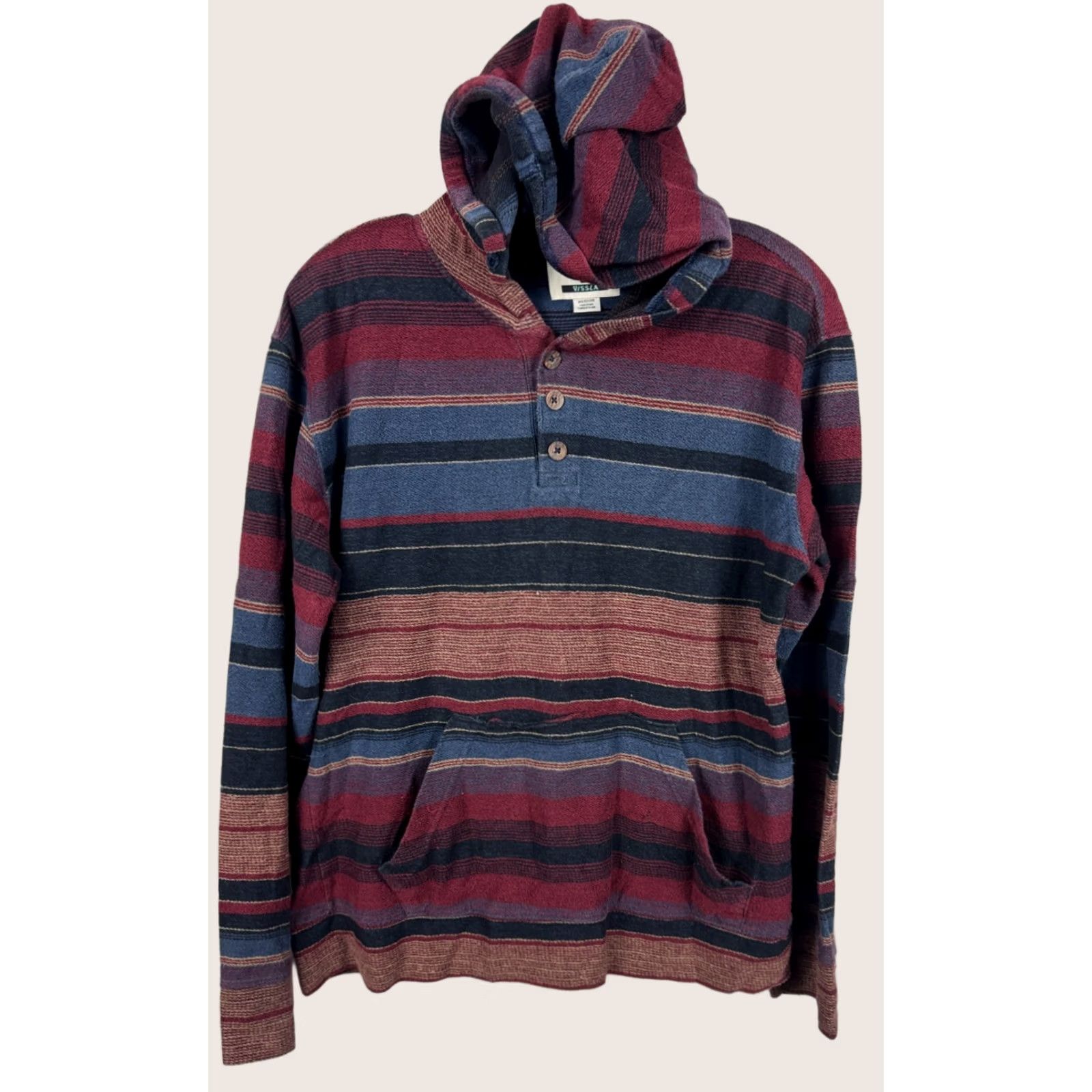 Vissla Vissla Hoodie Mens Button Henley Baja Sweatshirt Striped Pullover Long Sleeve Blue Surfer Medium Size US M / EU 48-50 / 2 - 1 Thumbnail